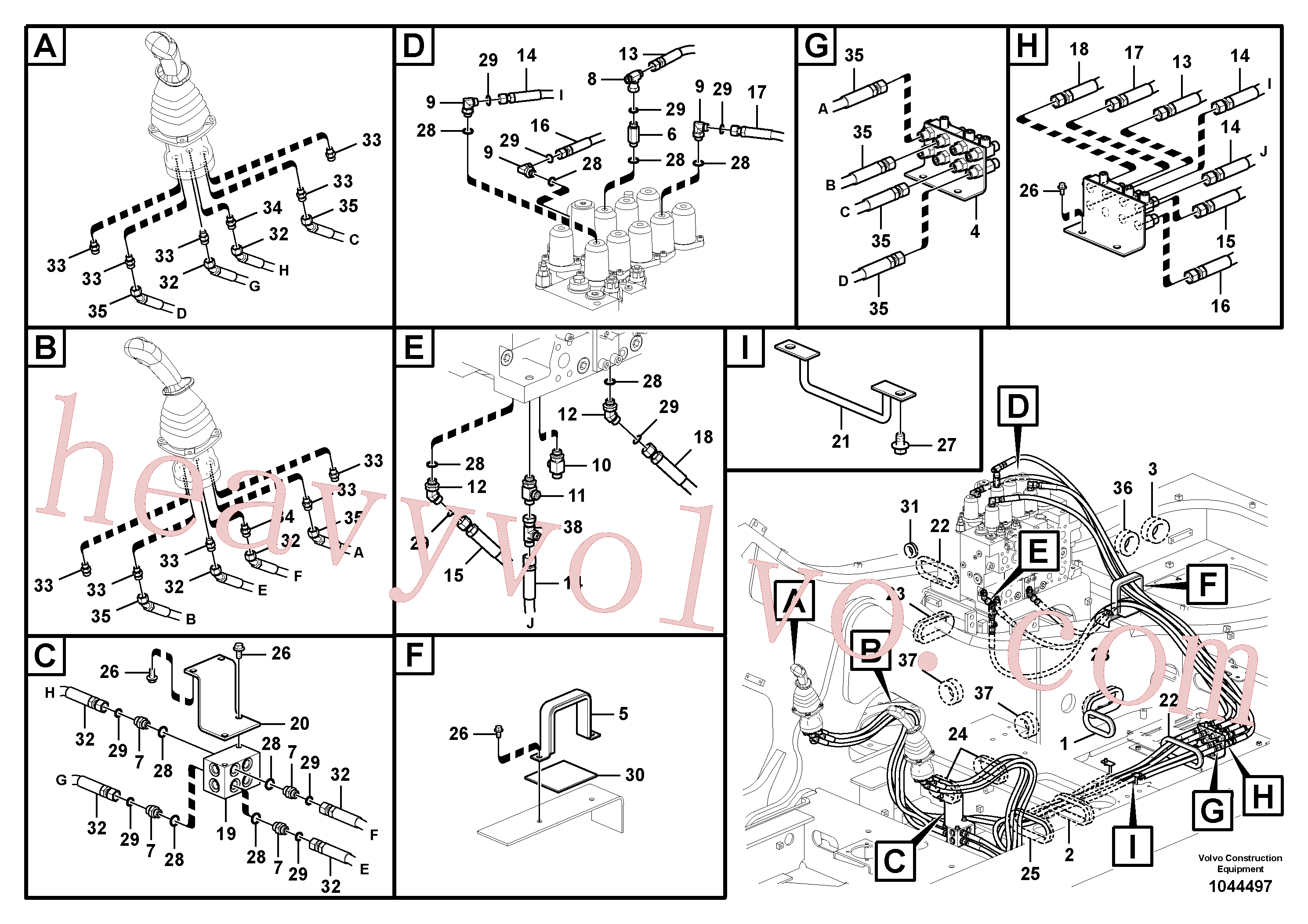 VOE14538794 for Volvo Servo system, control valve to remote control valve(1044497 assembly)