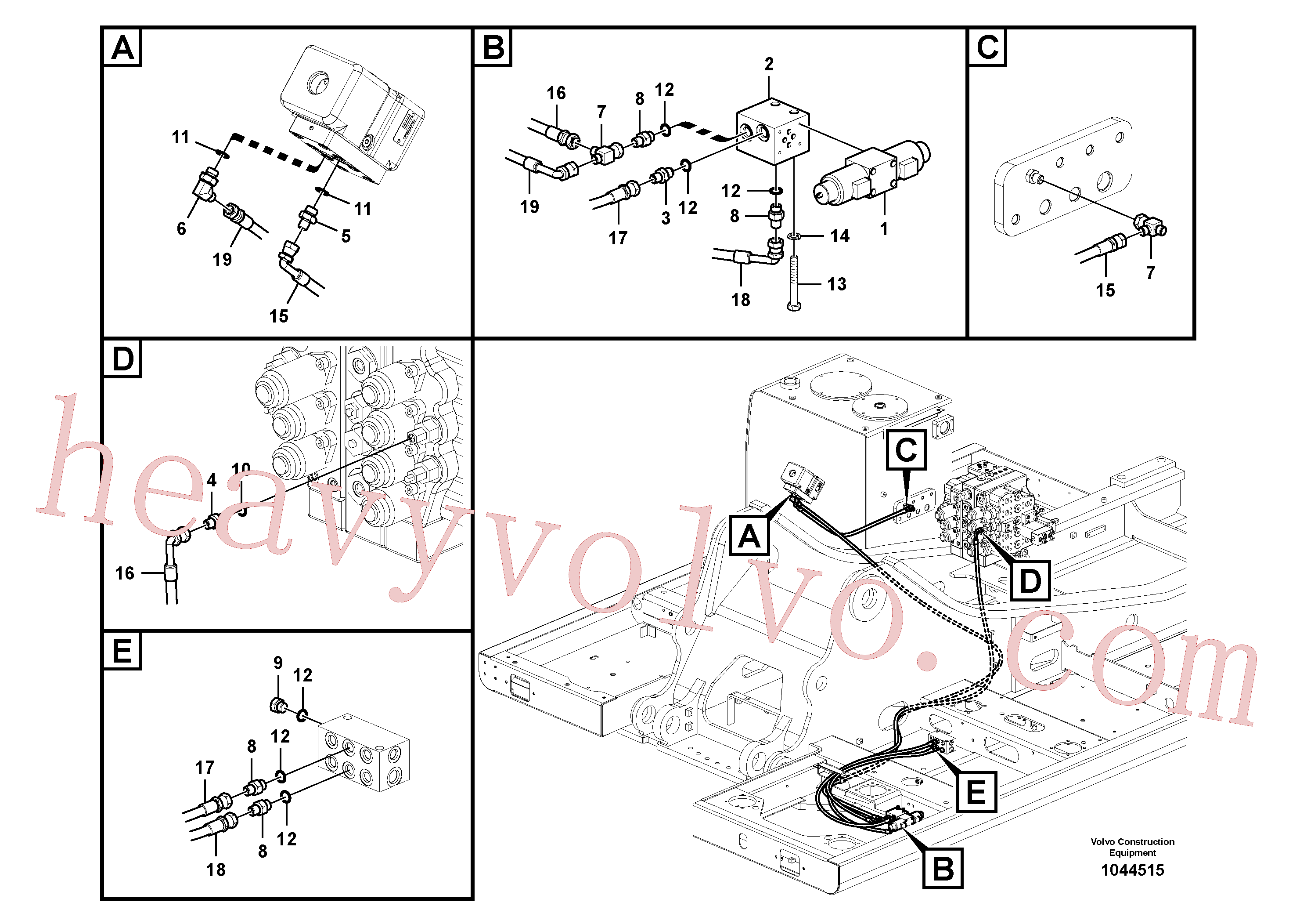 SA9451-02230 for Volvo Working hydraulic, hammer and shear for 2nd pump flow(1044515 assembly)