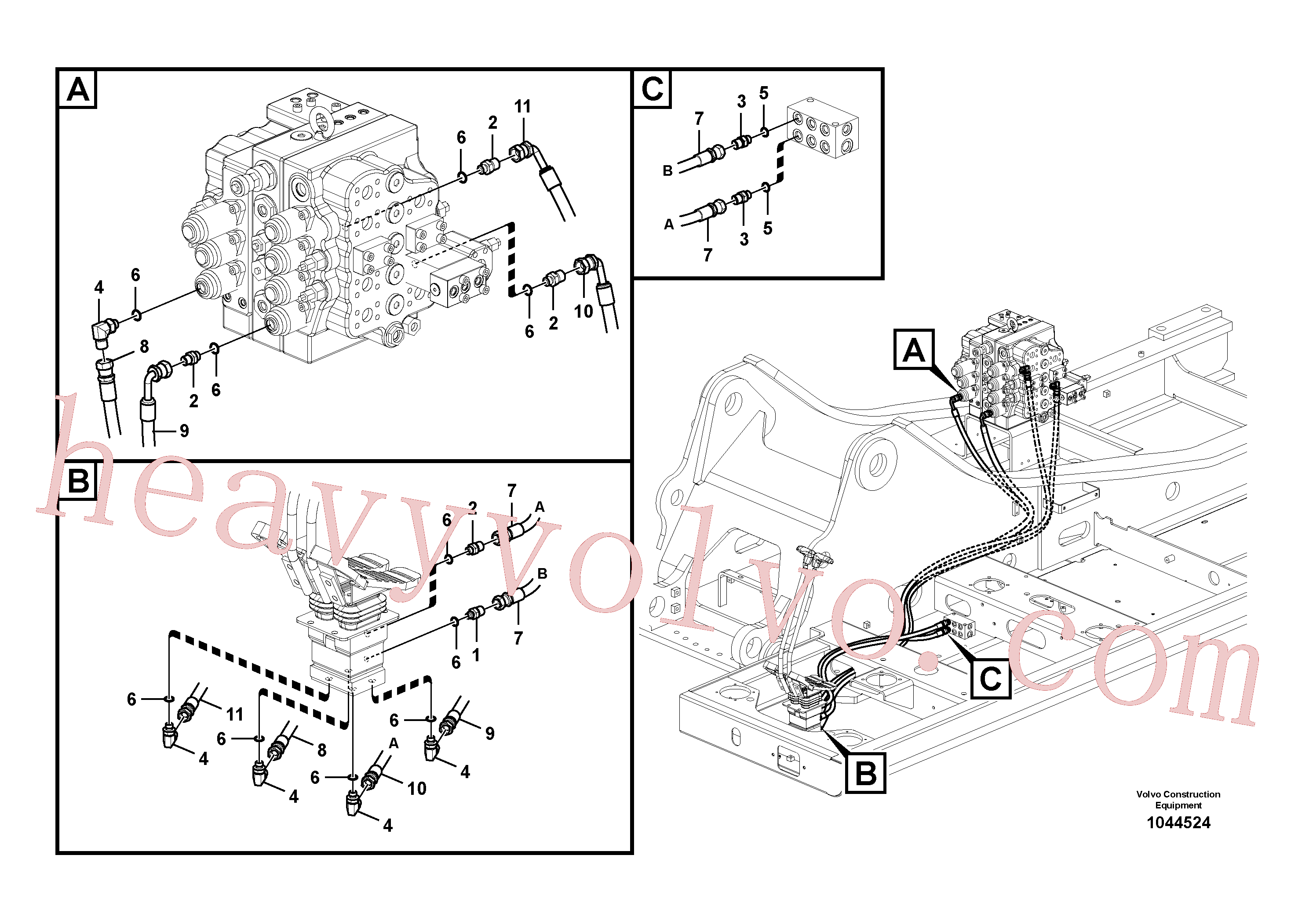 SA9412-31040 for Volvo Servo system, control valve to remote control valve pedal(1044524 assembly)