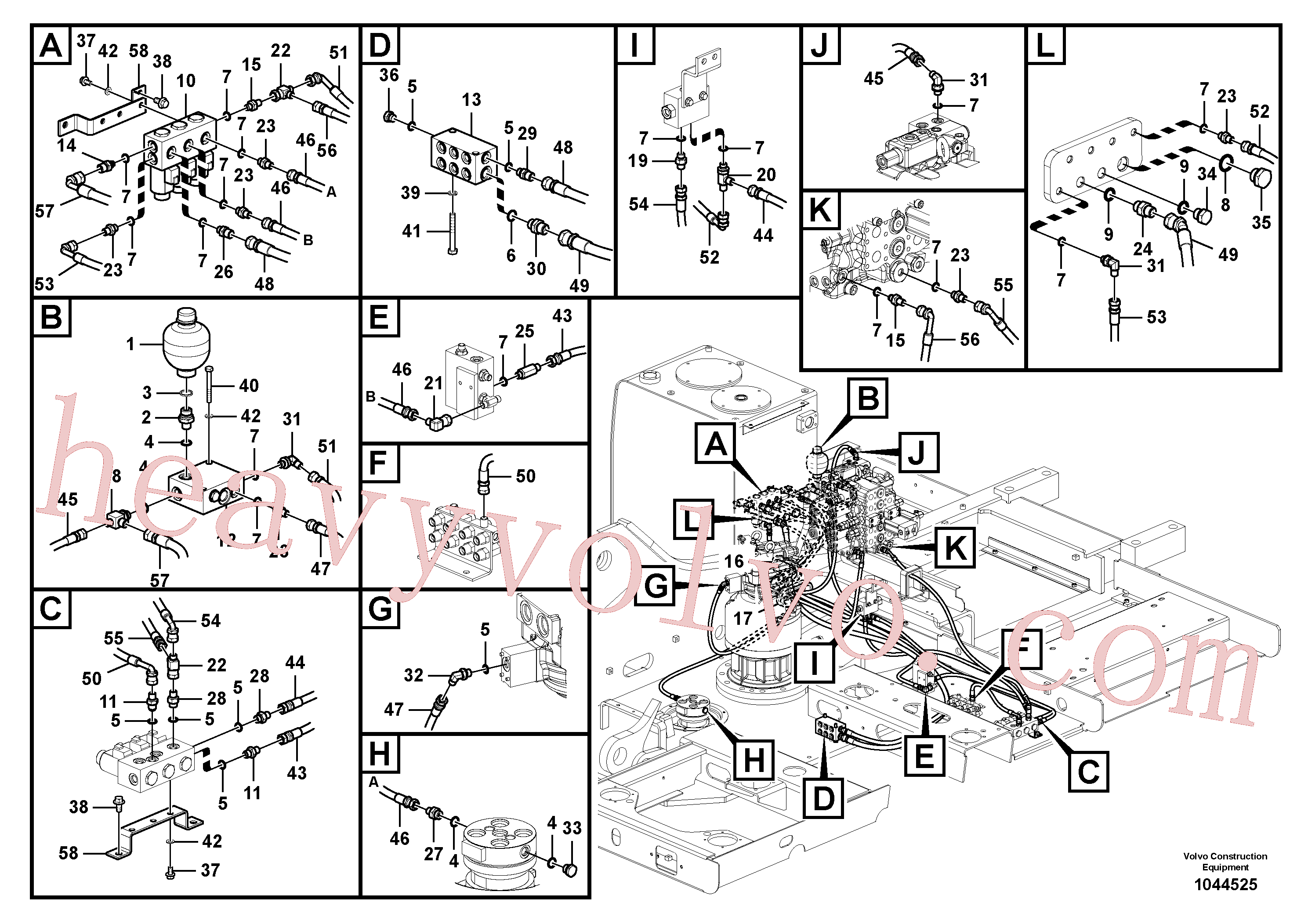 SA9412-12150 for Volvo Servo system, control valve to solenoid valve(1044525 assembly)