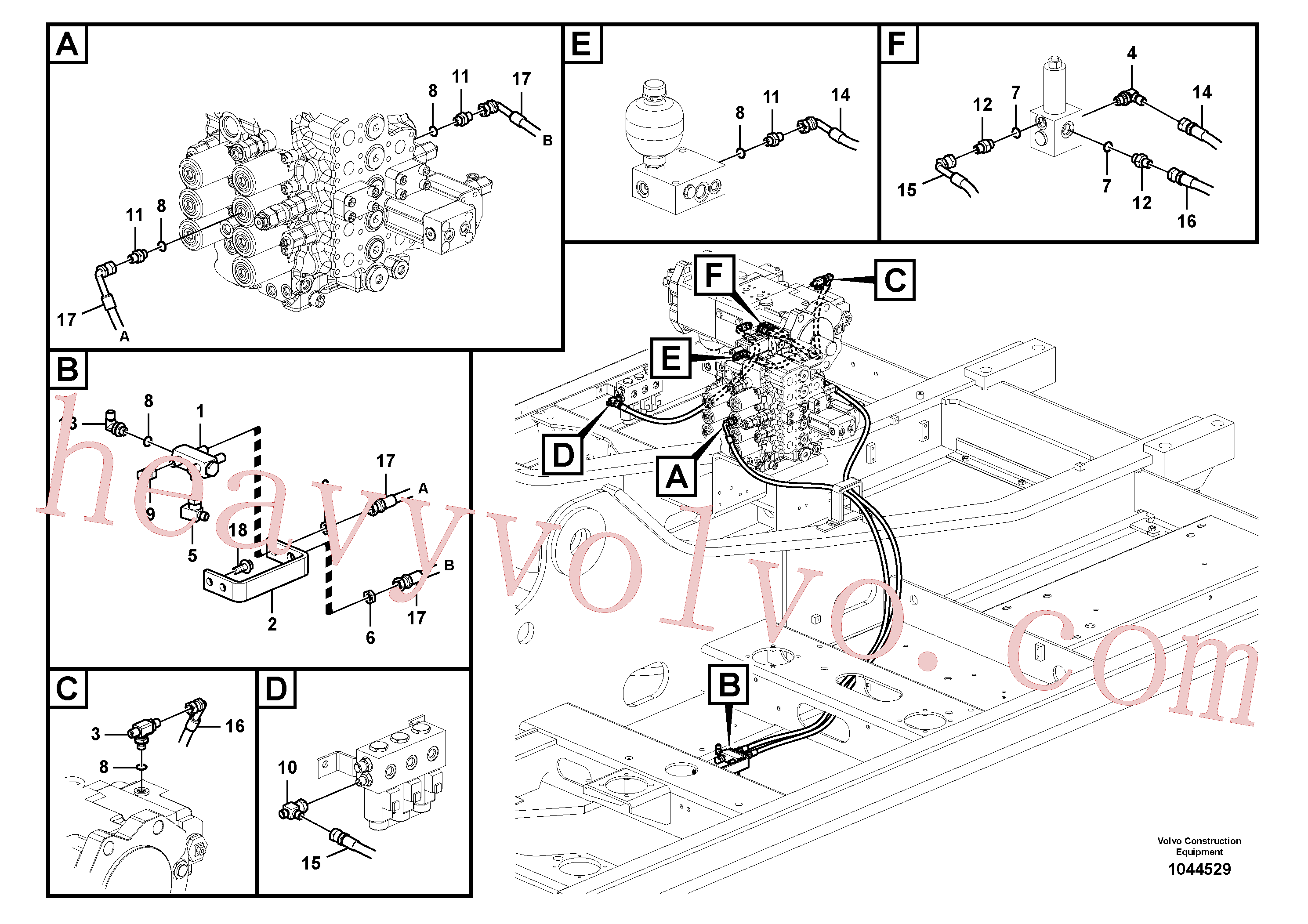 VOE14577570 for Volvo Working hydraulic, hammer and shear for 2nd pump flow(1044529 assembly)