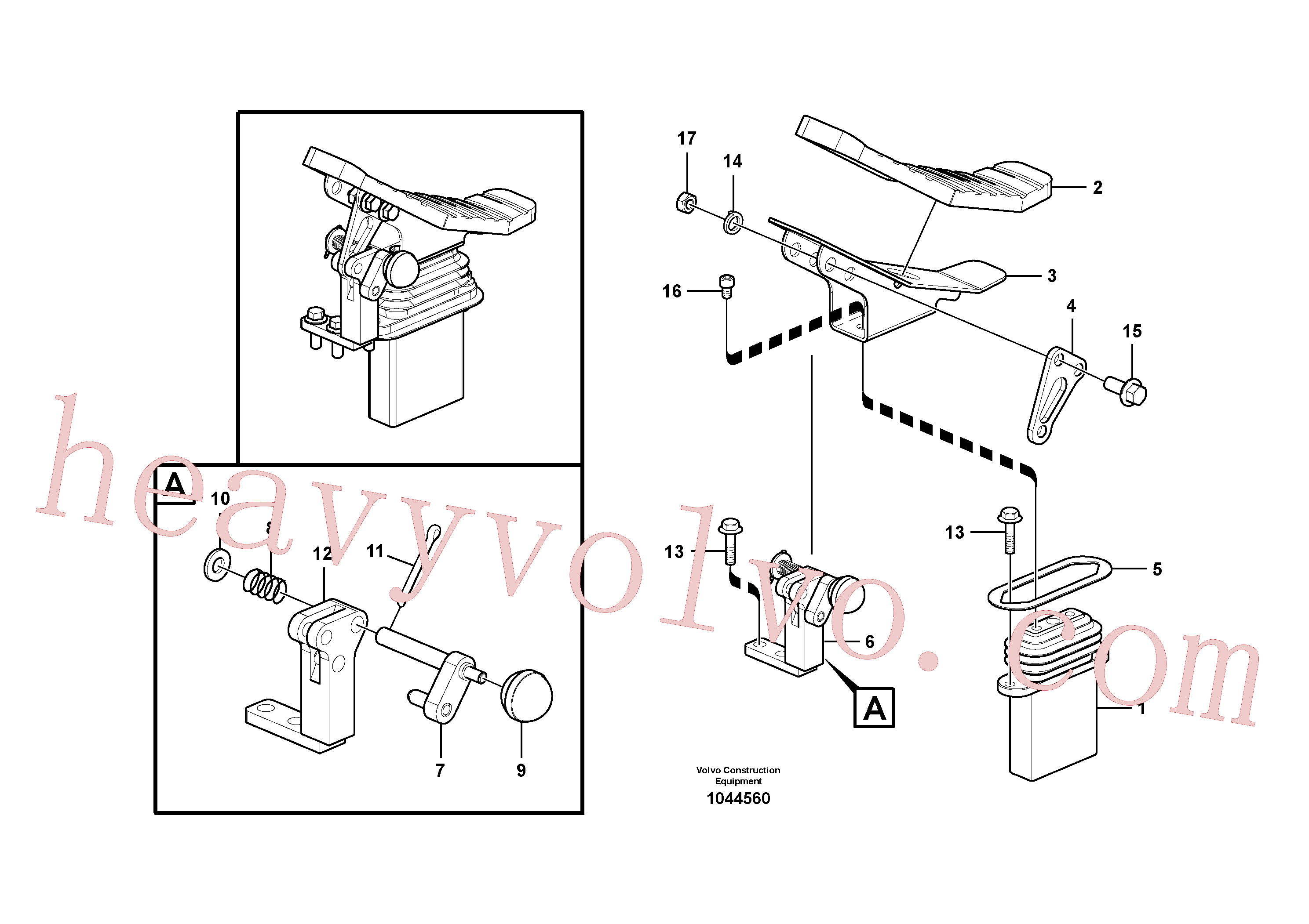 VOE14514215 for Volvo Working hydraulic, remote control valve pedal for hammer and shear(1044560 assembly)