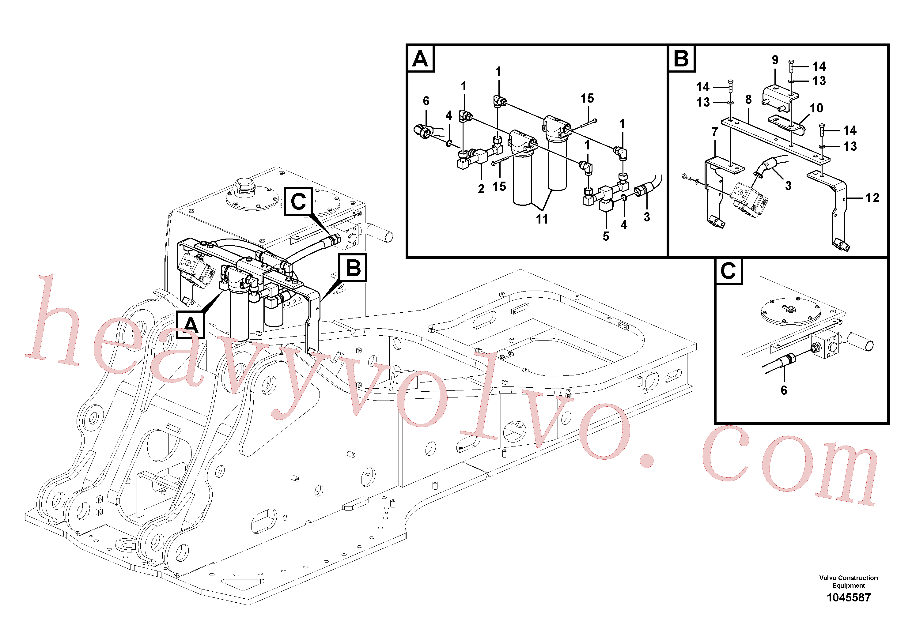 VOE14510906 for Volvo Working hydraulic, hammer and shear for return filter(1045587 assembly)