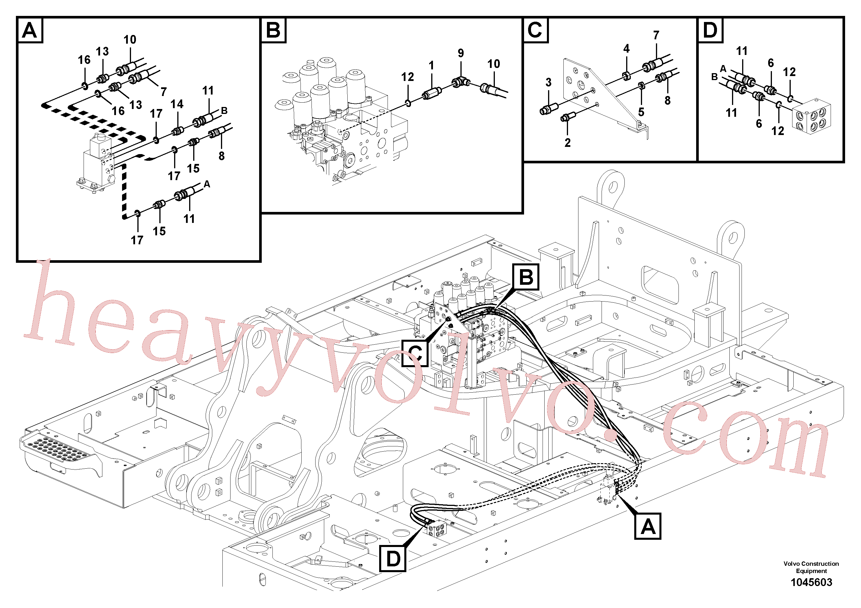 SA9412-22050 for Volvo Working hydraulic, quick fit on upper frame(1045603 assembly)