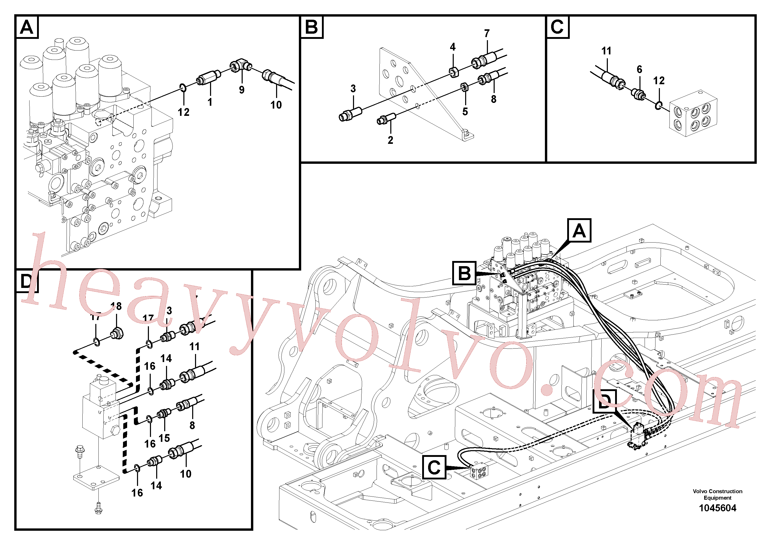 SA9412-22050 for Volvo Working hydraulic, quick fit on upper frame(1045604 assembly)