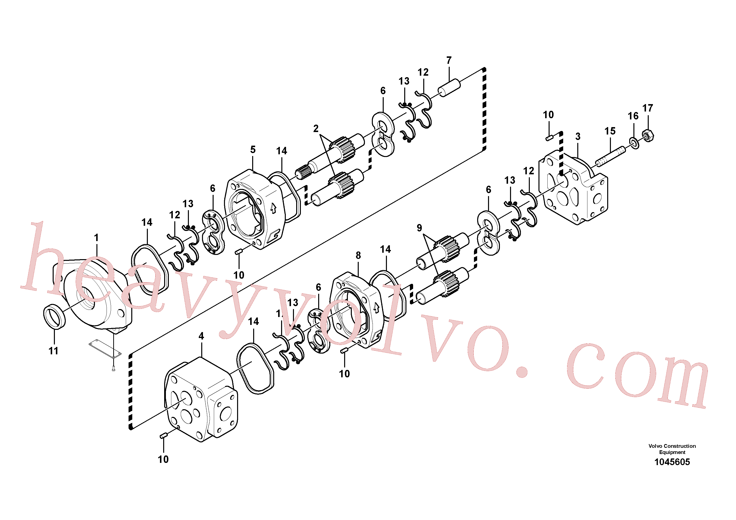 VOE14585700 for Volvo Hydraulic gear pump, Hydraulic gear pump for quickfit and rotator(1045605 assembly)