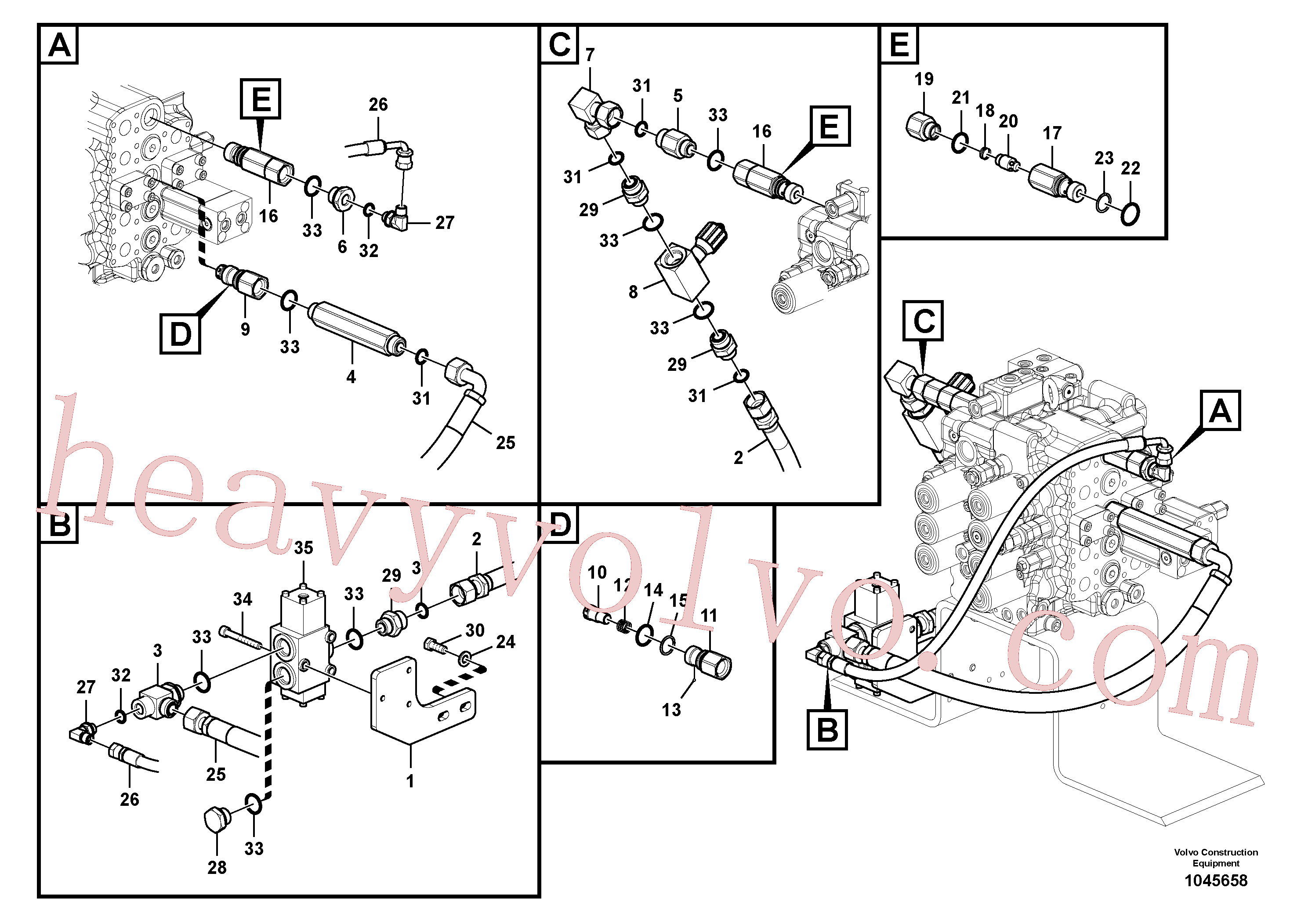 VOE14589114 for Volvo Working hydraulic, hammer and shear for 2nd pump flow(1045658 assembly)