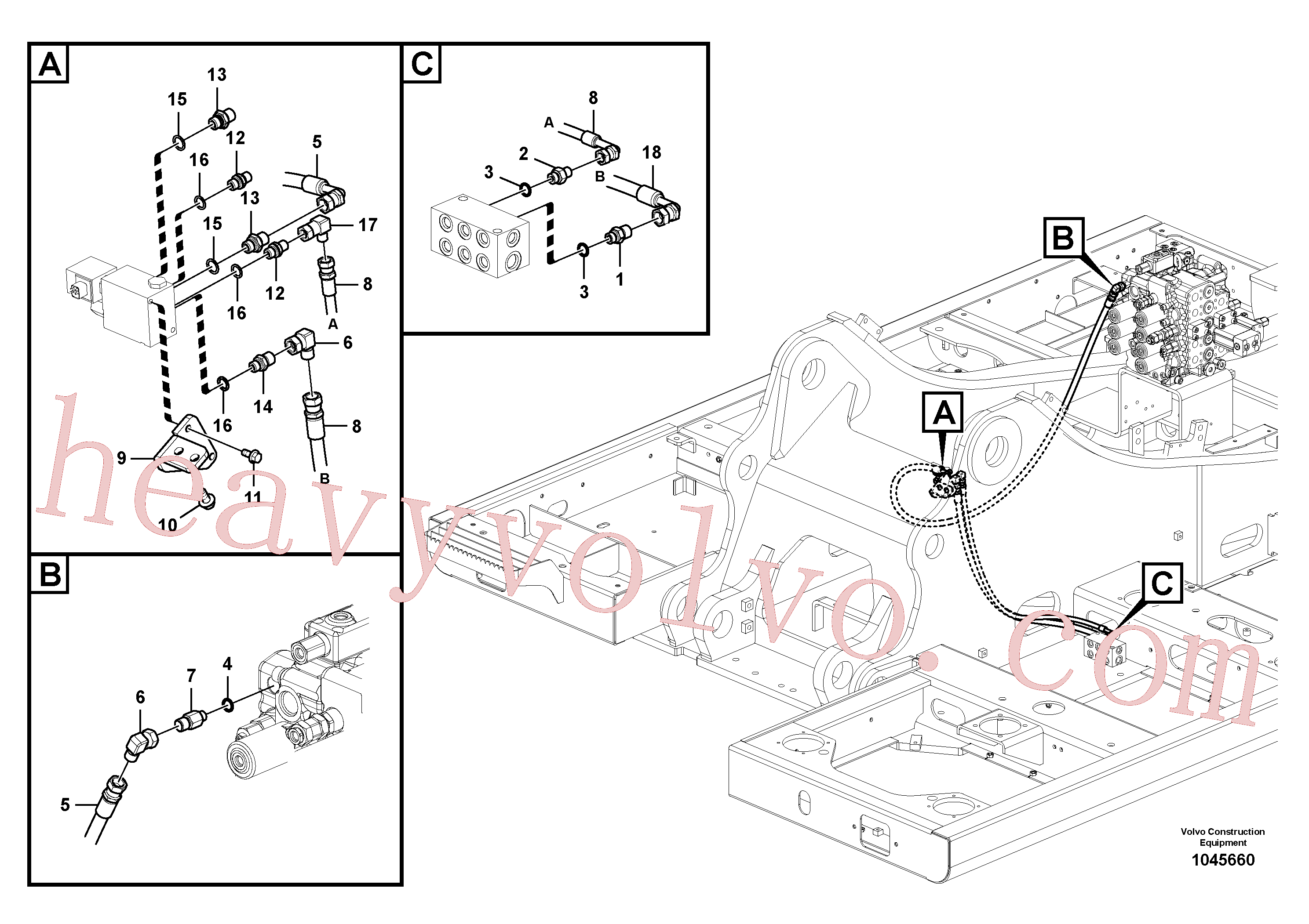 SA9412-31040 for Volvo Working hydraulic, quick fit on upper frame(1045660 assembly)