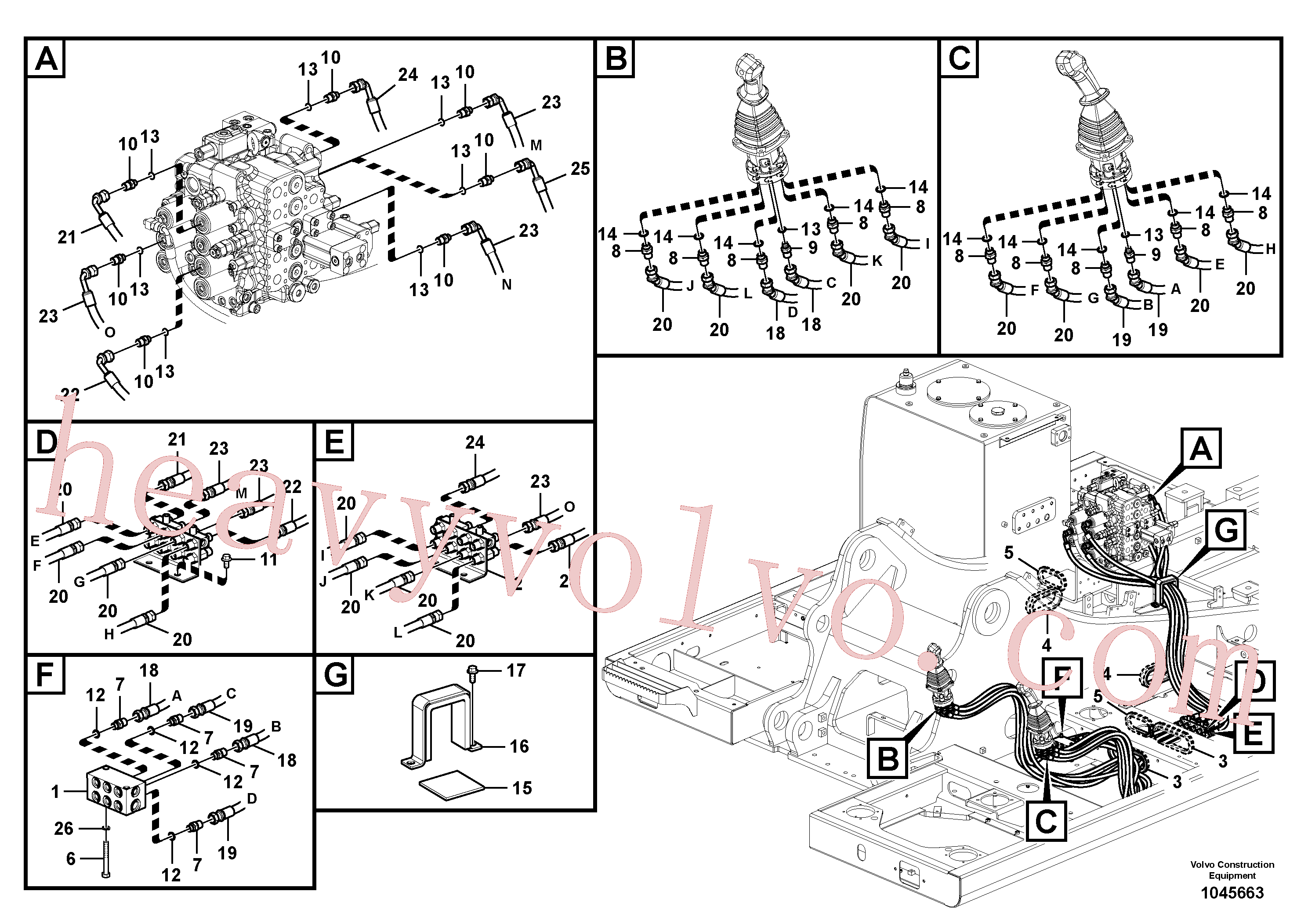 SA9452-03232 for Volvo Servo system, control valve to remote control valve(1045663 assembly)