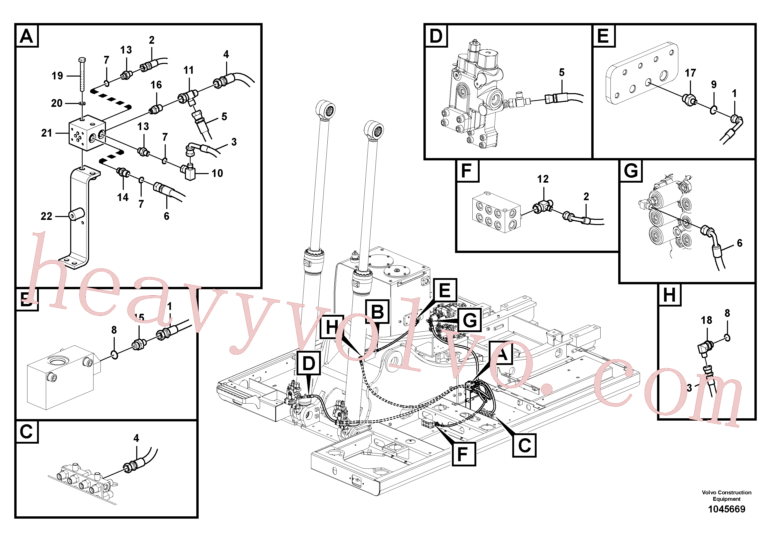 VOE14577612 for Volvo Servo system, control valve to solenoid valve(1045669 assembly)