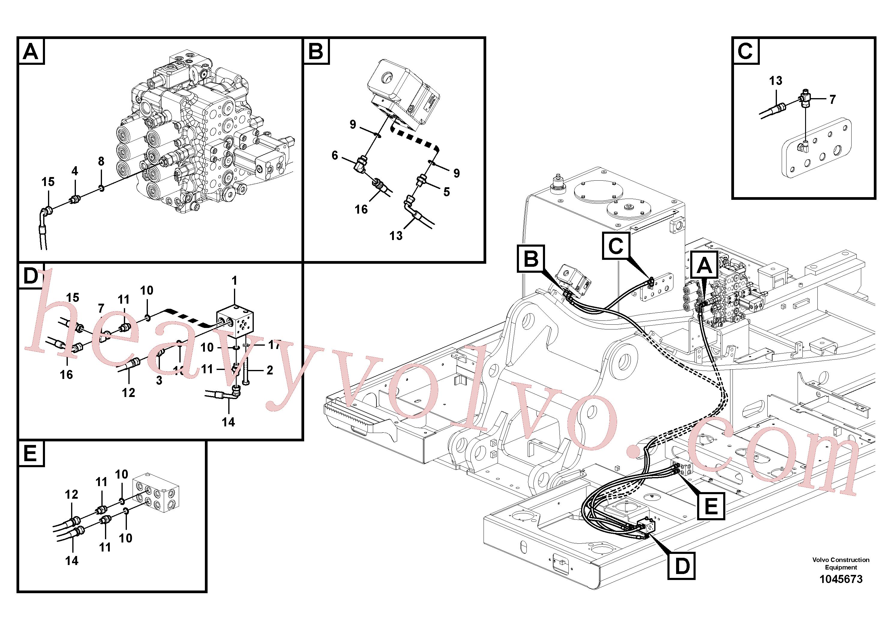 SA9451-02230 for Volvo Working hydraulic, hammer and shear for 1st pump flow(1045673 assembly)