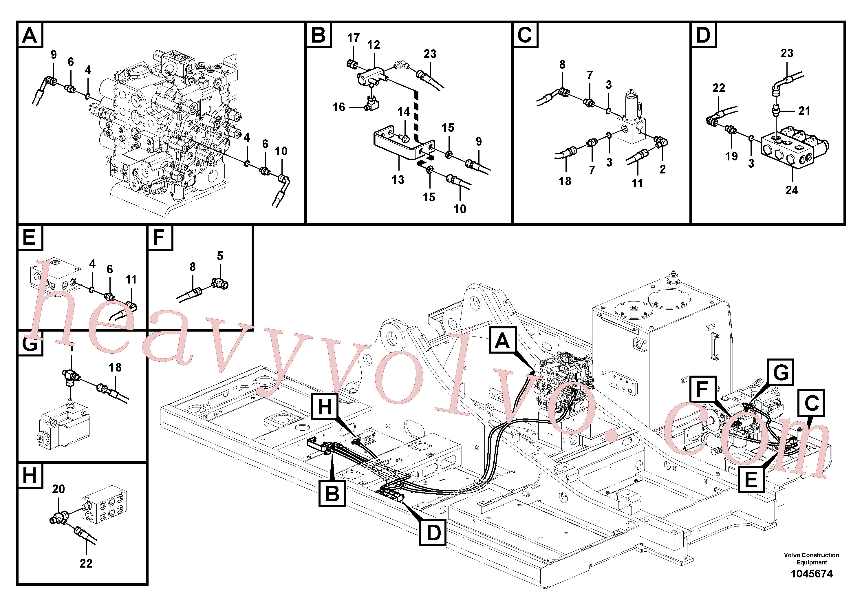 VOE14577570 for Volvo Working hydraulic, hammer and shear for 1st pump flow(1045674 assembly)