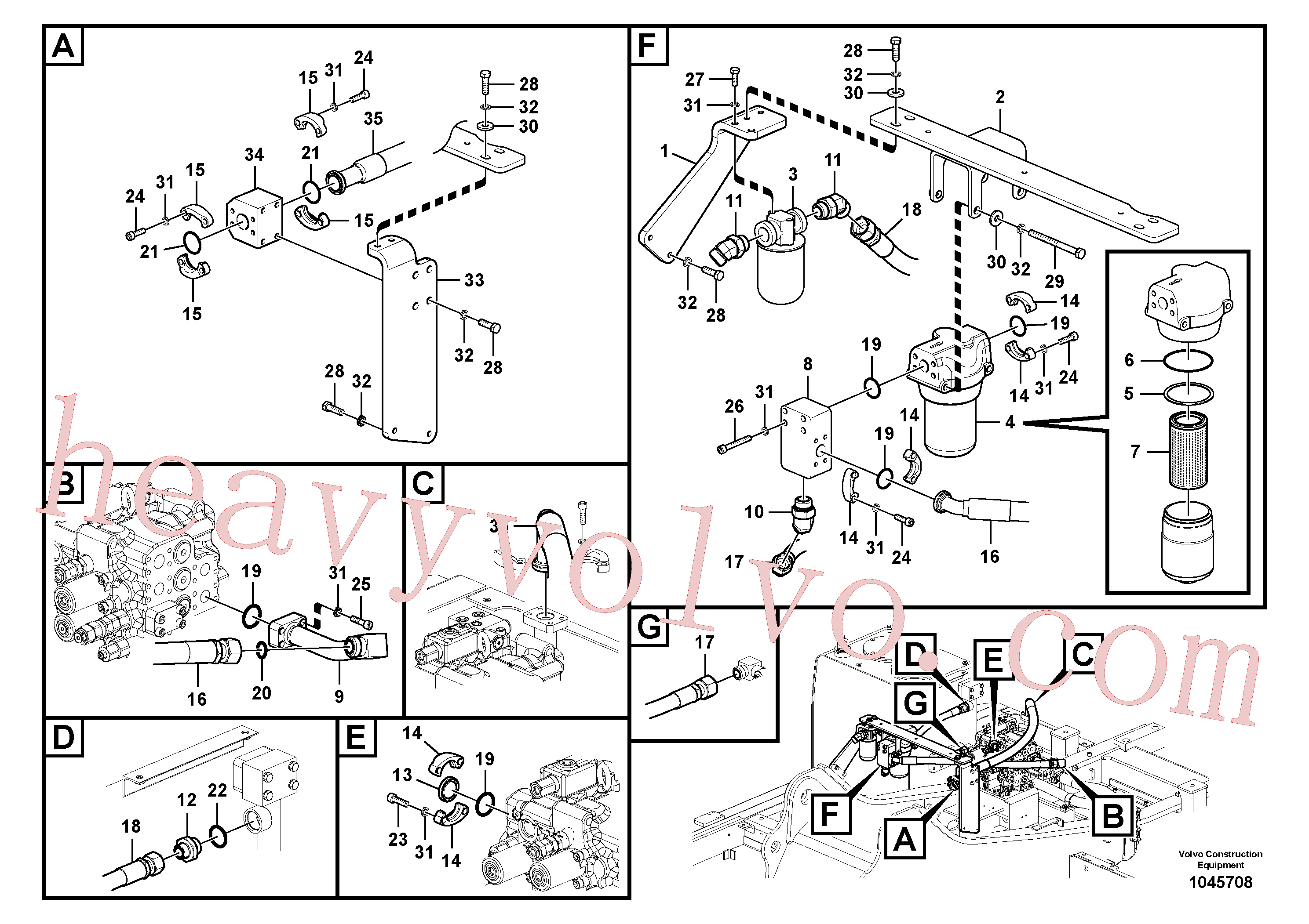 VOE14573963 for Volvo Working hydraulic, hammer and shear for return filter(1045708 assembly)