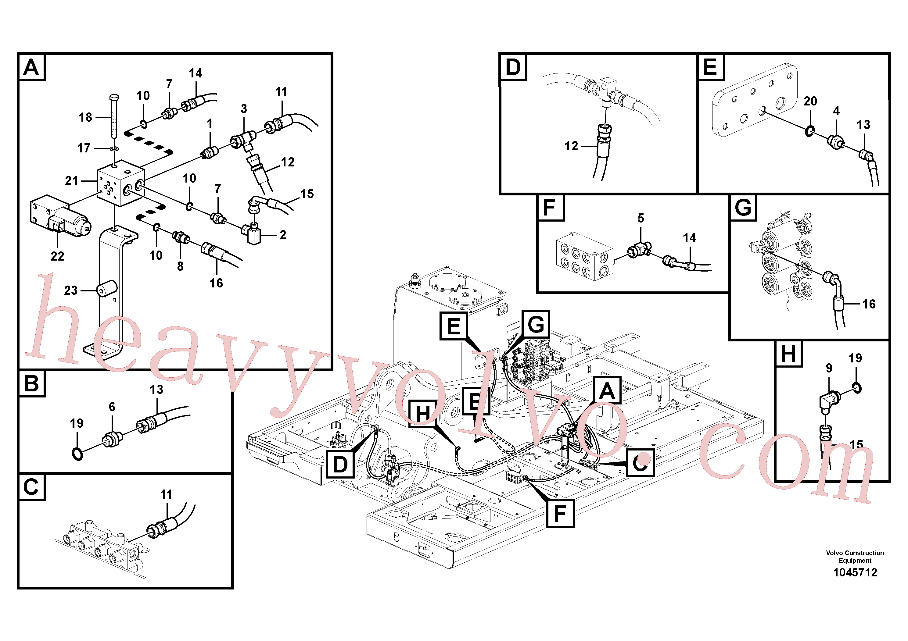 SA9452-02233 for Volvo Servo system, control valve piping.(1045712 assembly)