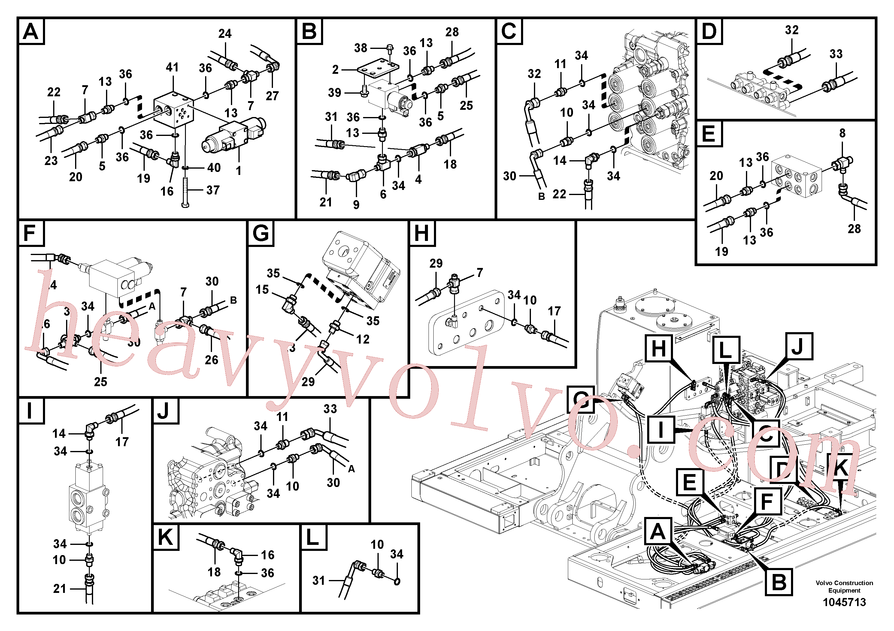 VOE932039 for Volvo Working hydraulic, hammer and shear for 2nd pump flow(1045713 assembly)