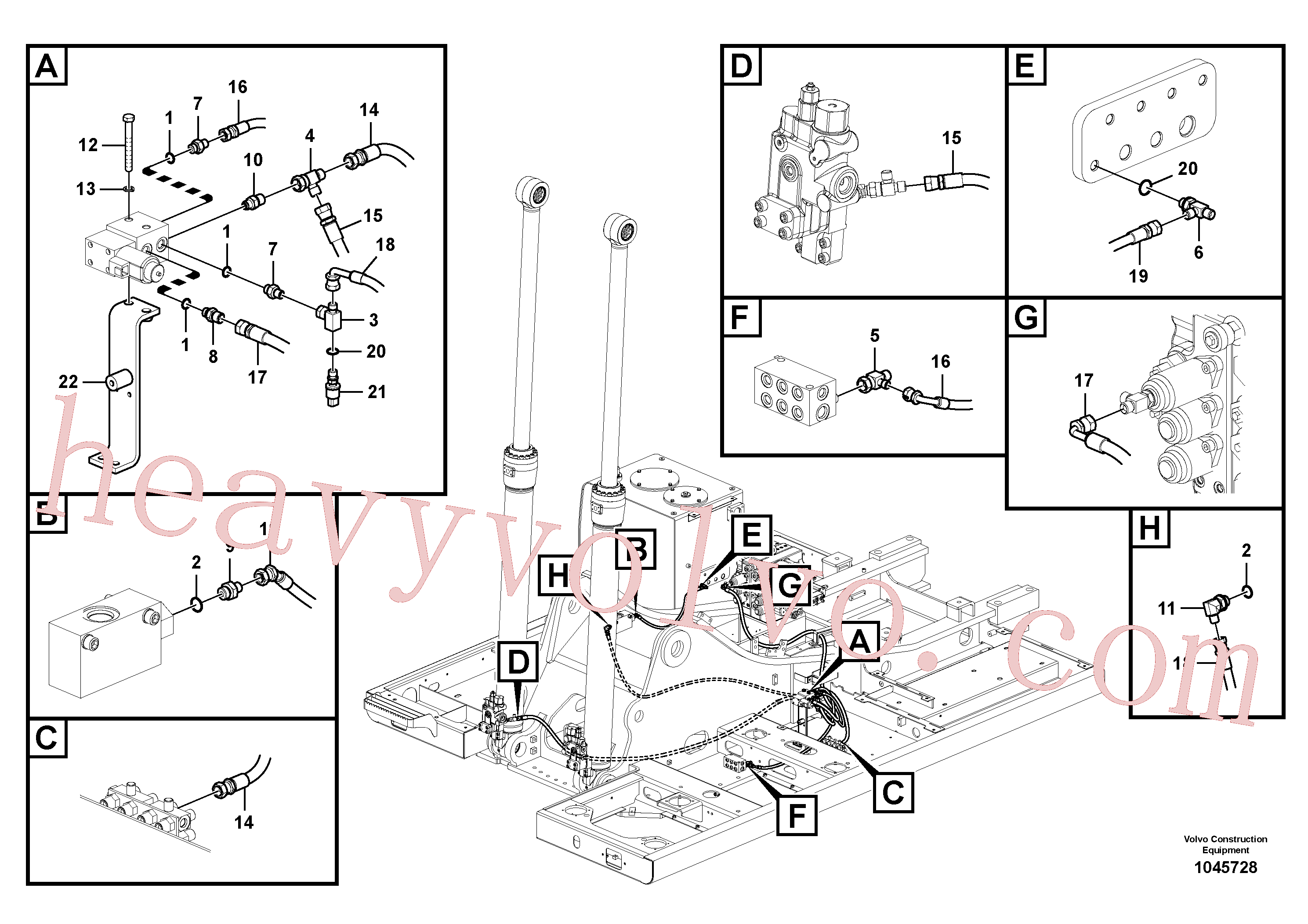 VOE14577612 for Volvo Servo system, control valve to solenoid valve(1045728 assembly)