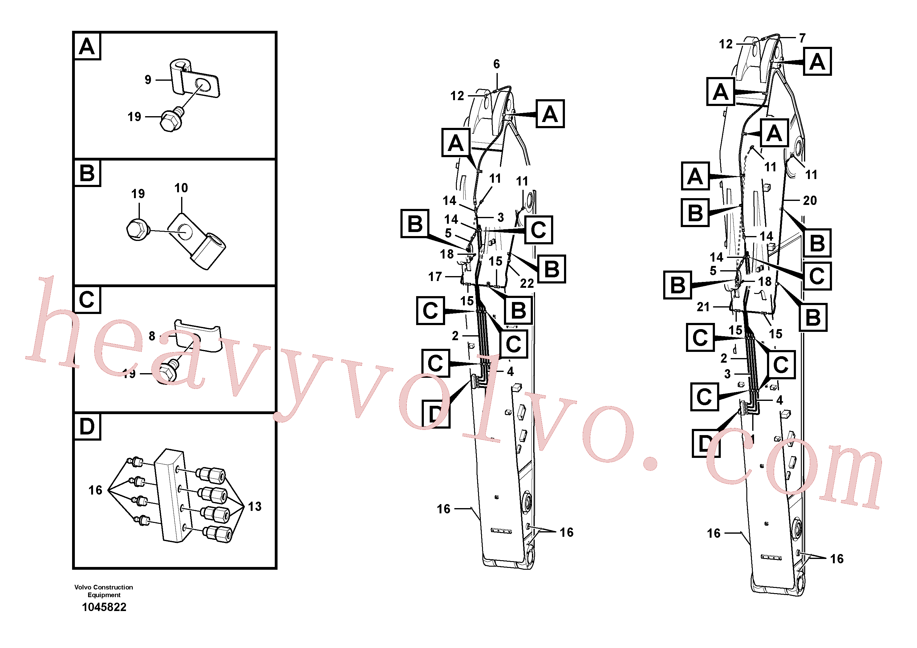 VOE14565961 for Volvo Dipper arm and grease piping with piping seat(1045822 assembly)