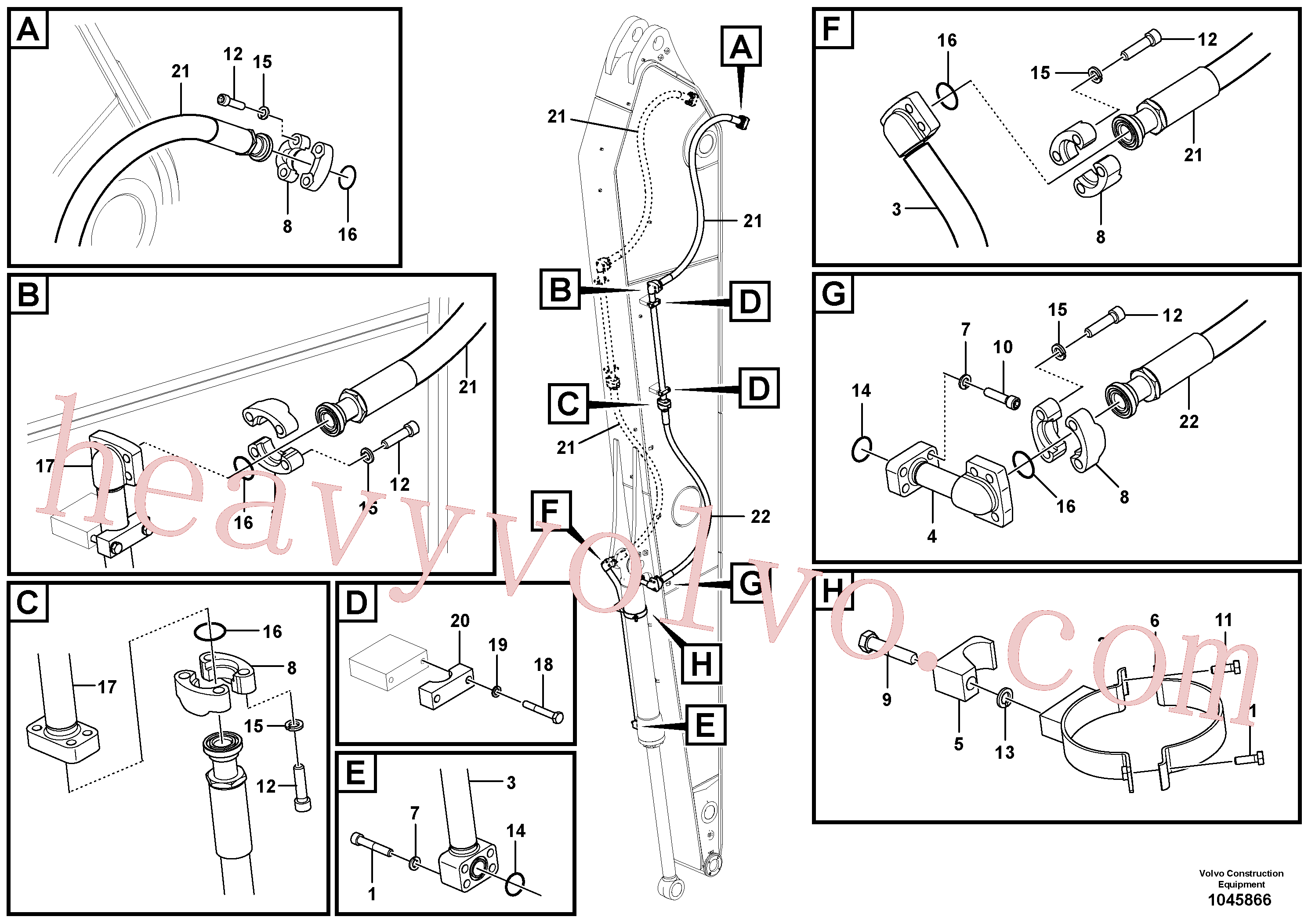 VOE14677998 for Volvo Working hydraulic, bucket cylinder on dipper arm(1045866 assembly)