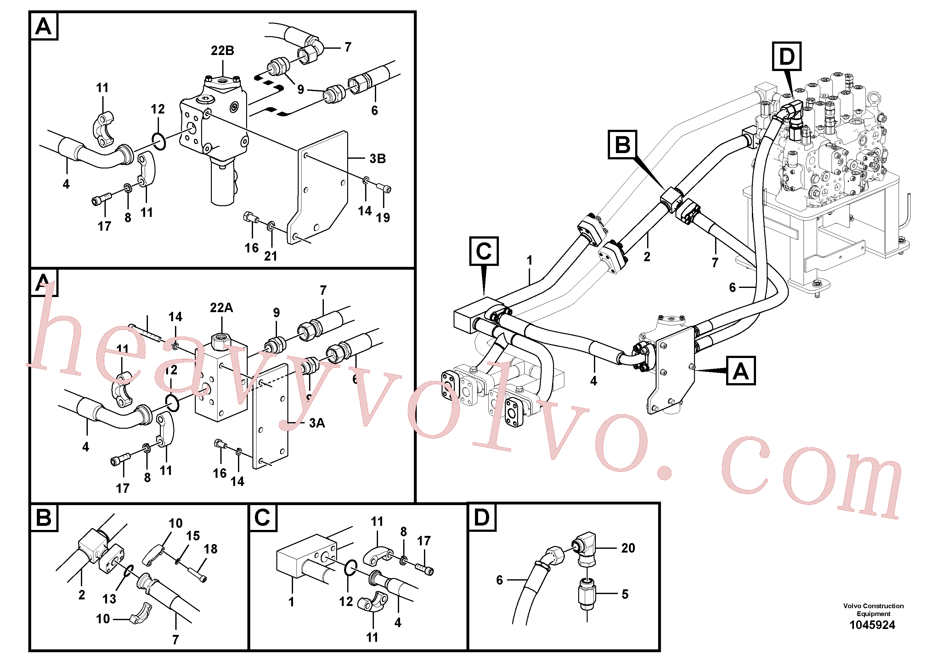 VOE14677534 for Volvo Hydraulic system, control valve to boom and swing(1045924 assembly)