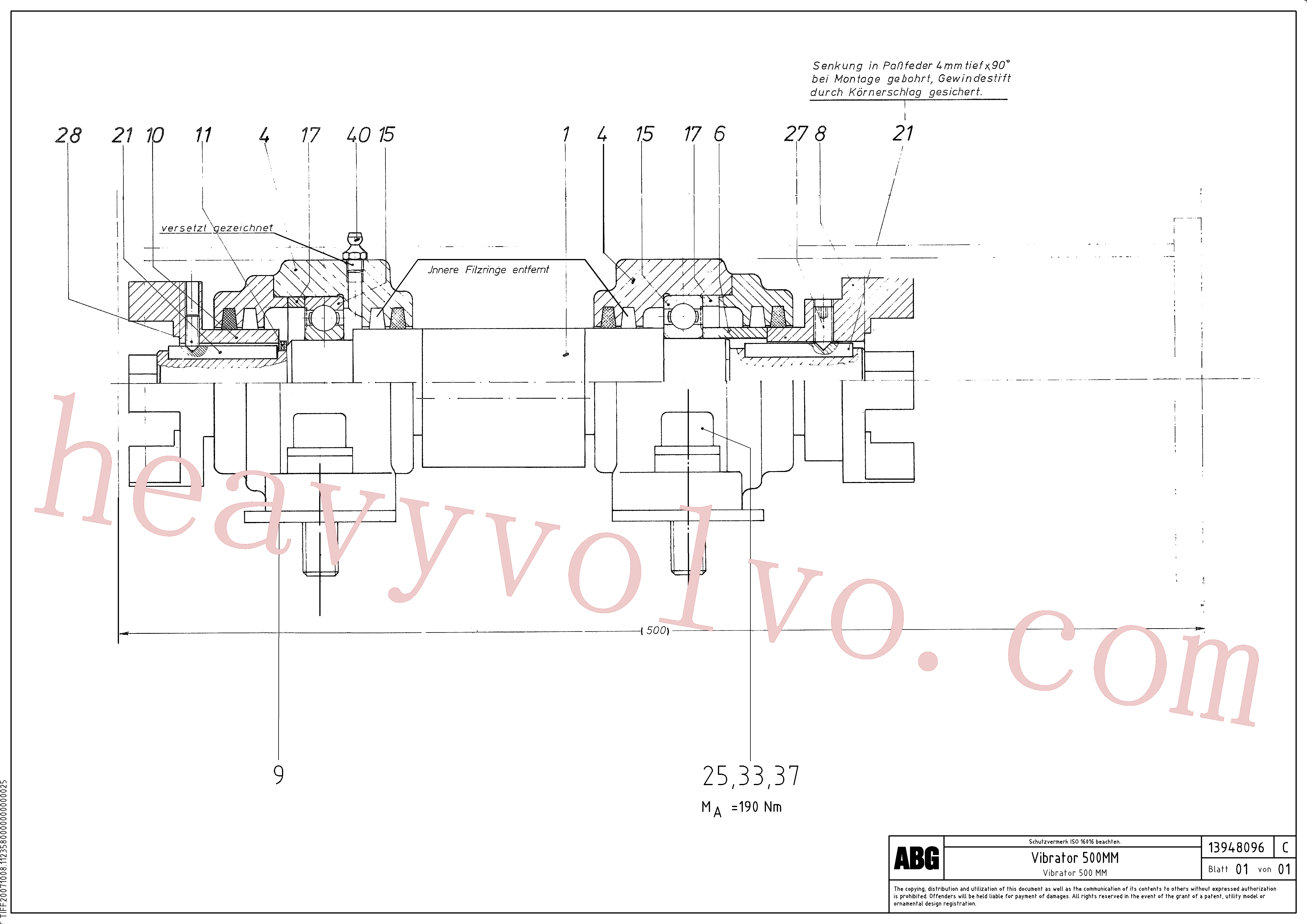 RM58853805 for Volvo Vibrator shaft for extension, Vibrator for extension(1046138 assembly)