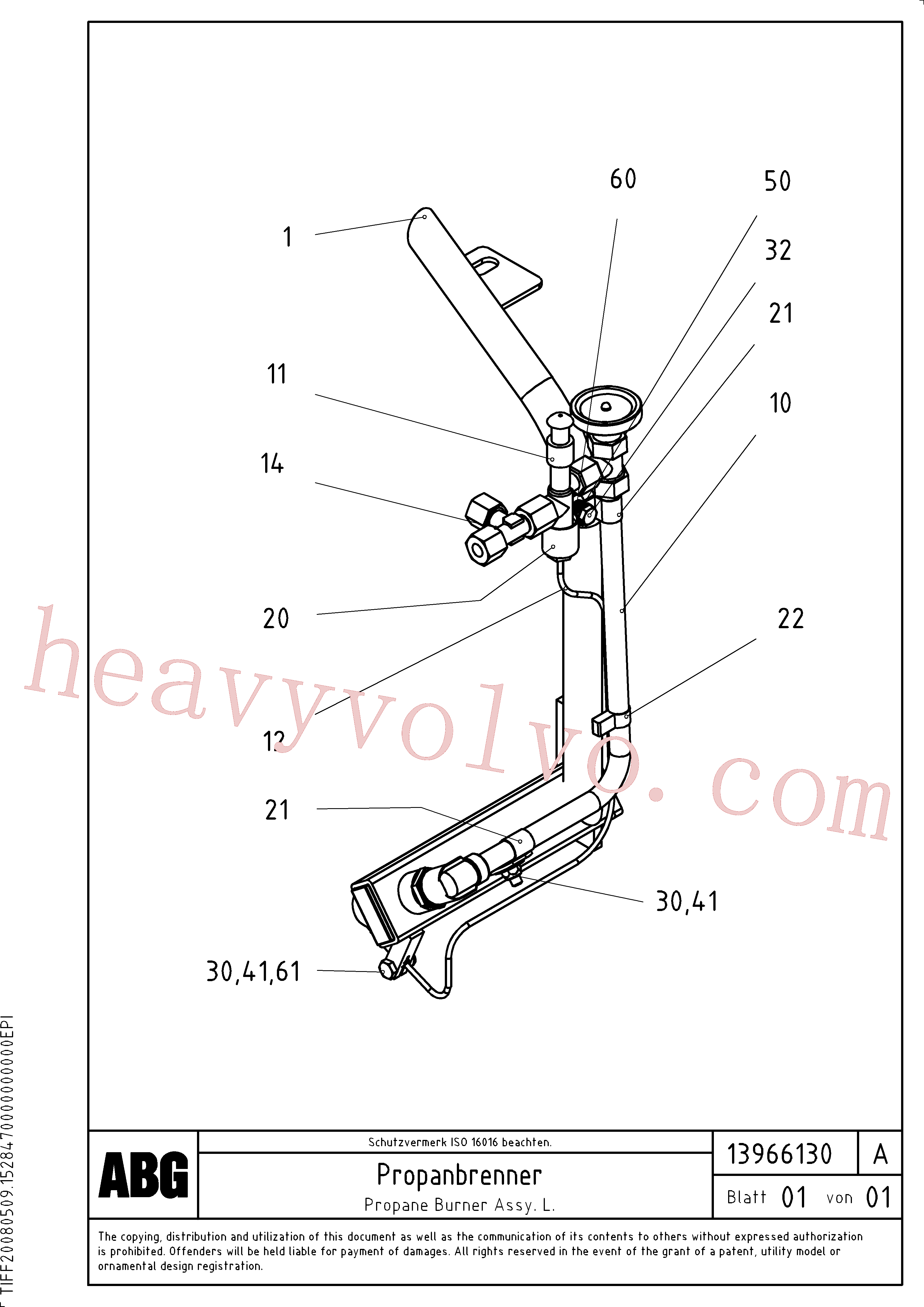 RM13966445 for Volvo Propane burner assembly, Gas burner(1046169 assembly)