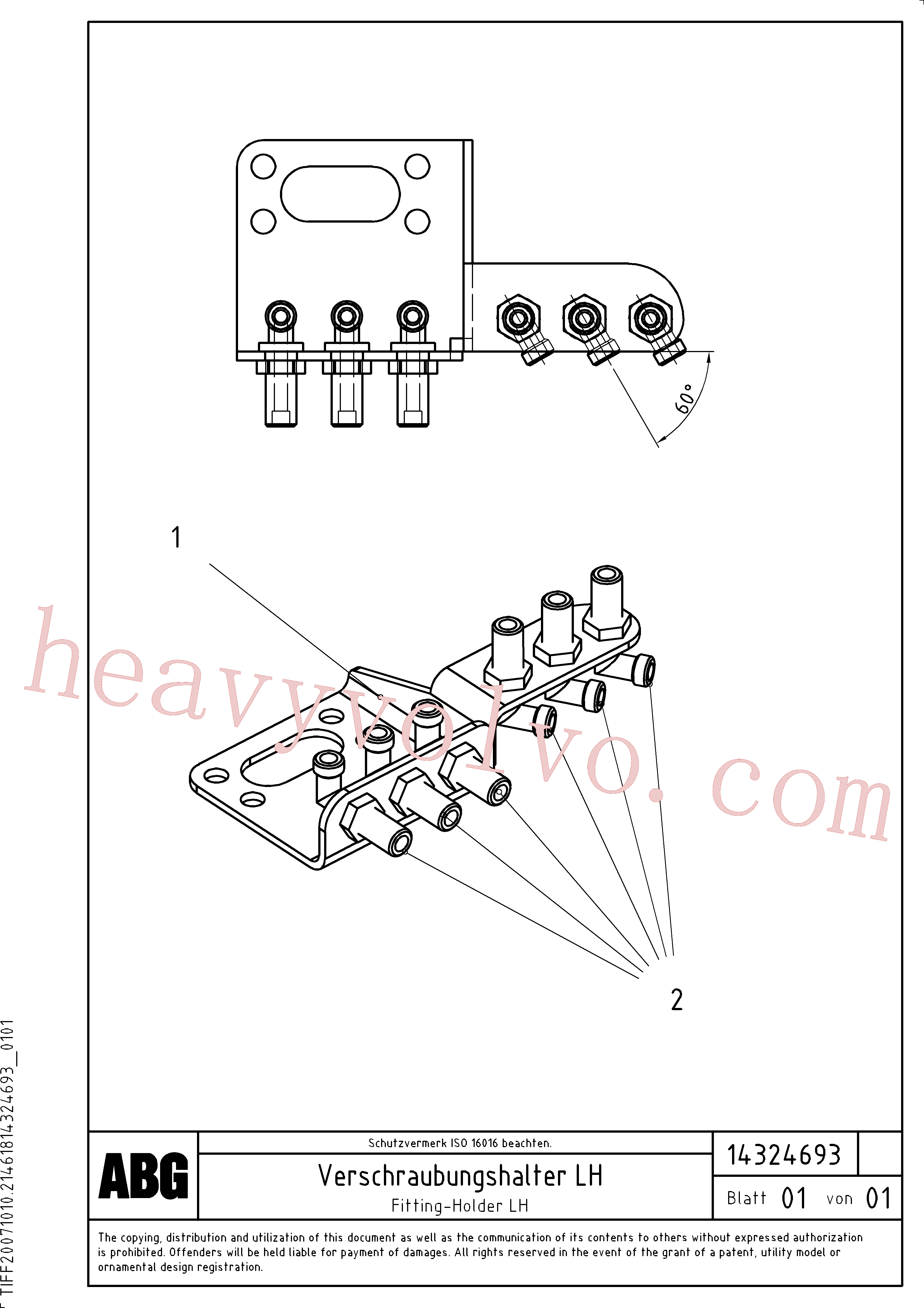 RM14324248 for Volvo Fitting holder on basic screed, Fitting holder for hight adjustment/extendable screed, support(1046312 assembly)