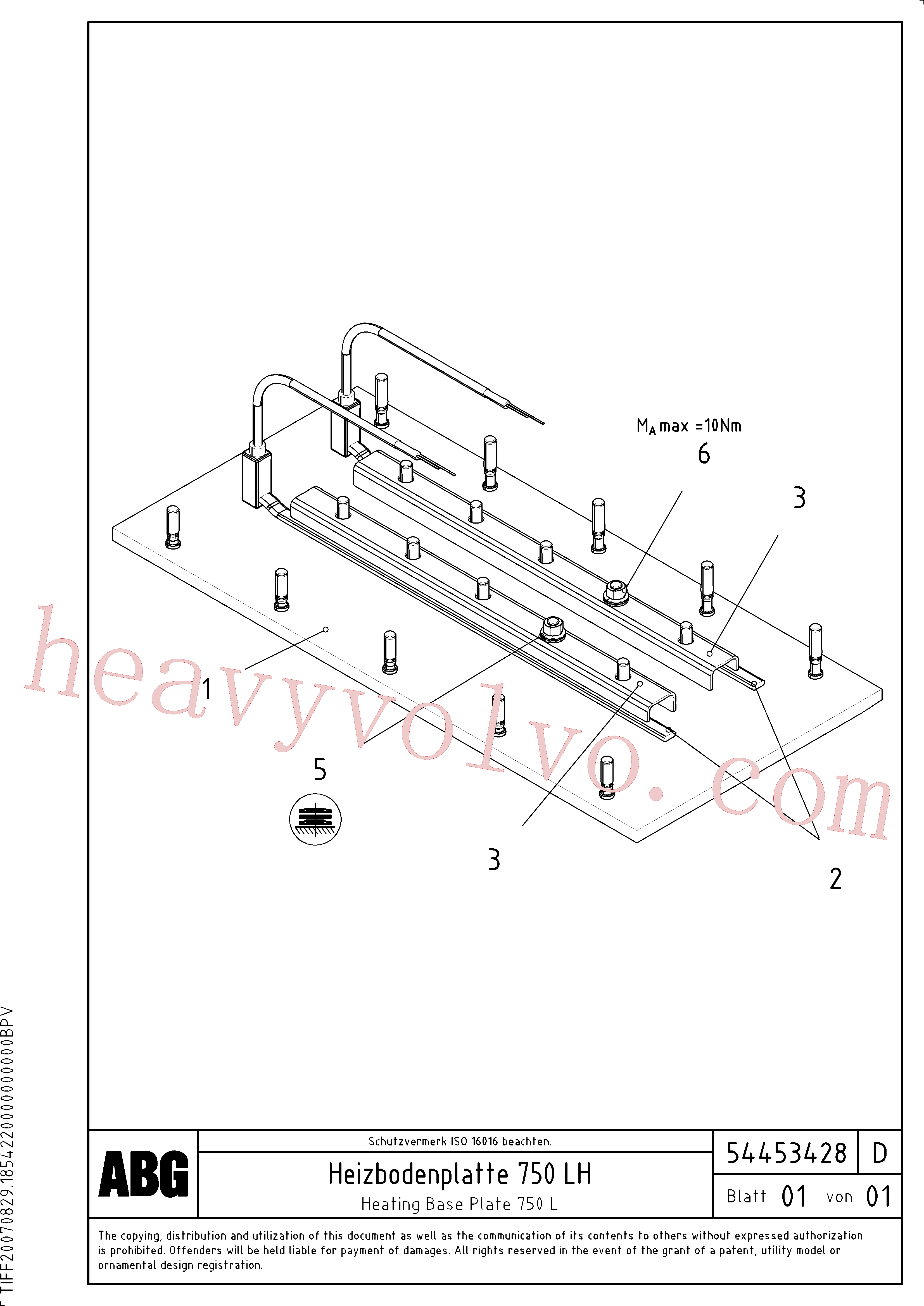 RM80633217 for Volvo Heating base plate for screed extension, Heated base plate for extension(1046621 assembly)