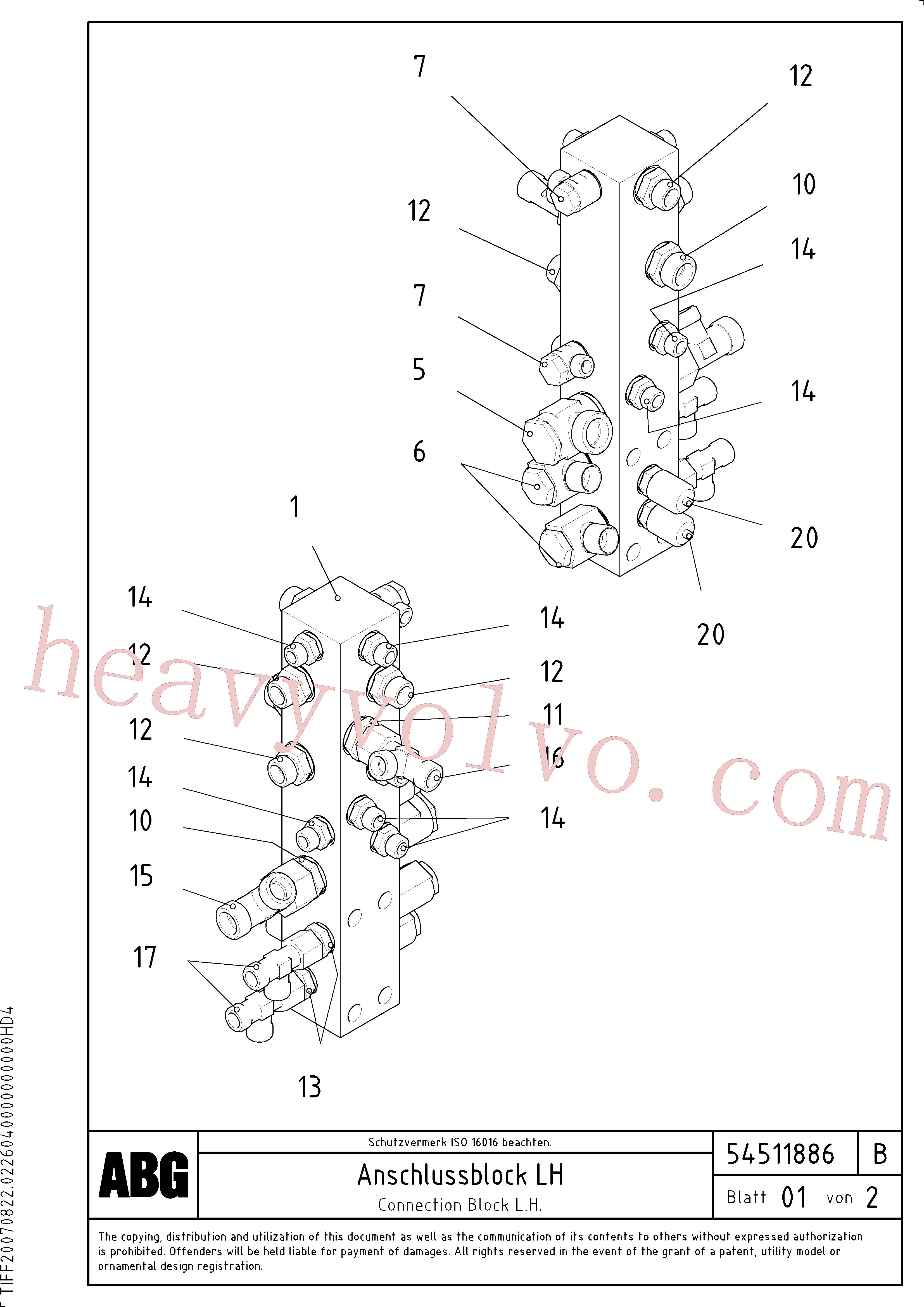 RM58900960 for Volvo Connection block on basic screed(1046662 assembly)