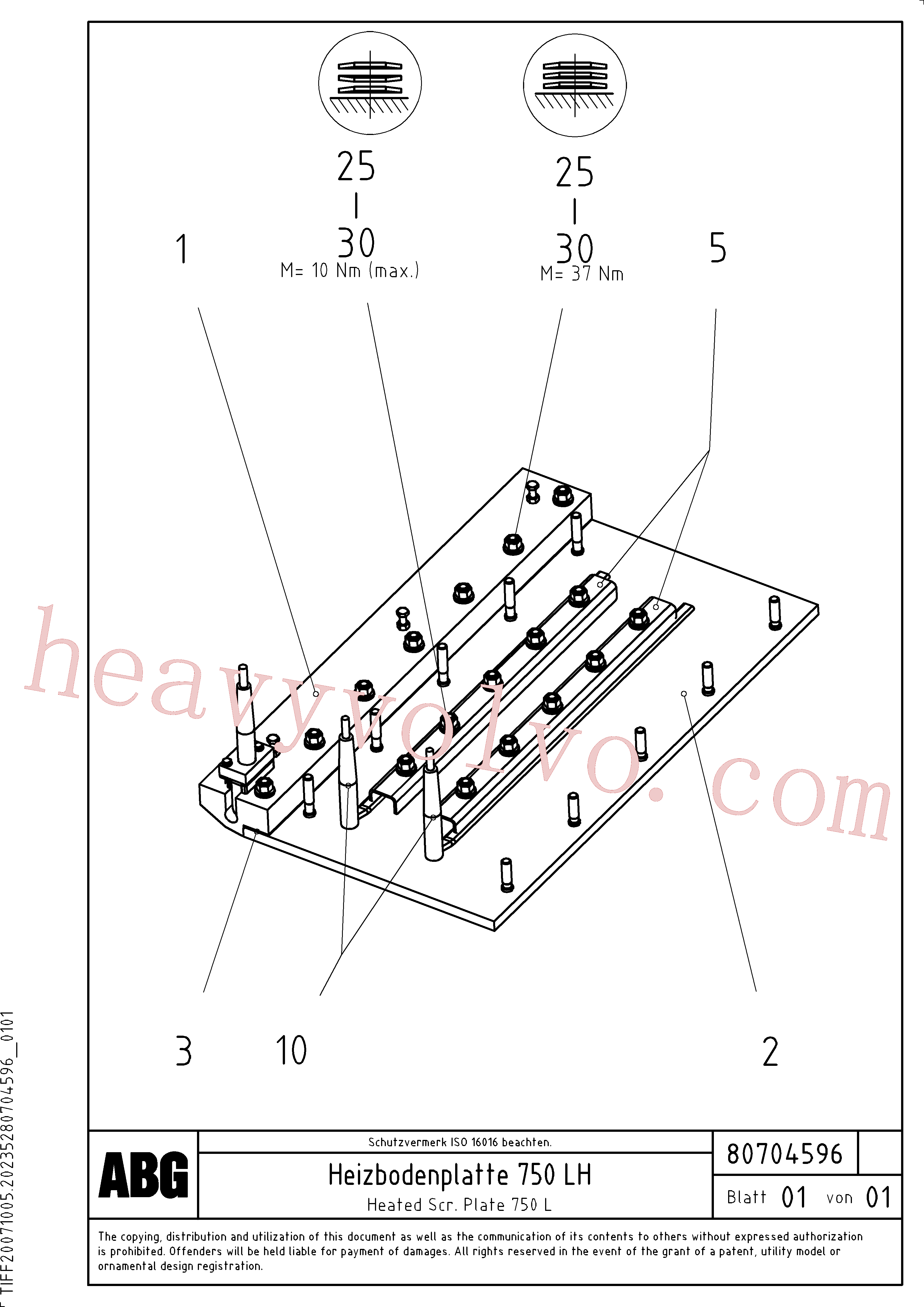 RM80633217 for Volvo Heating base plate for extension, Heating screed extension(1047267 assembly)