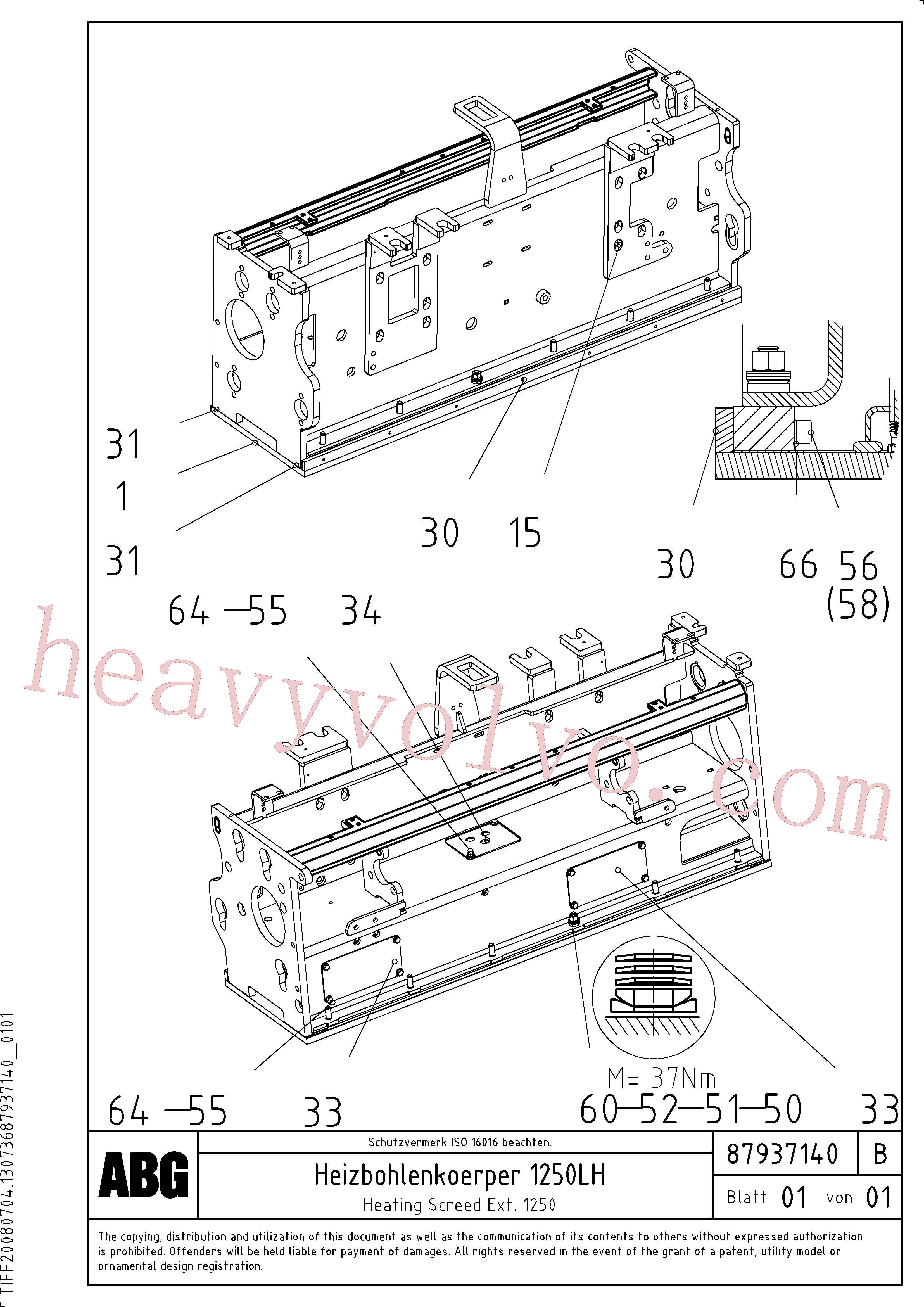 RM14330831 for Volvo Heated body for extension, Heating screed extension(1047898 assembly)