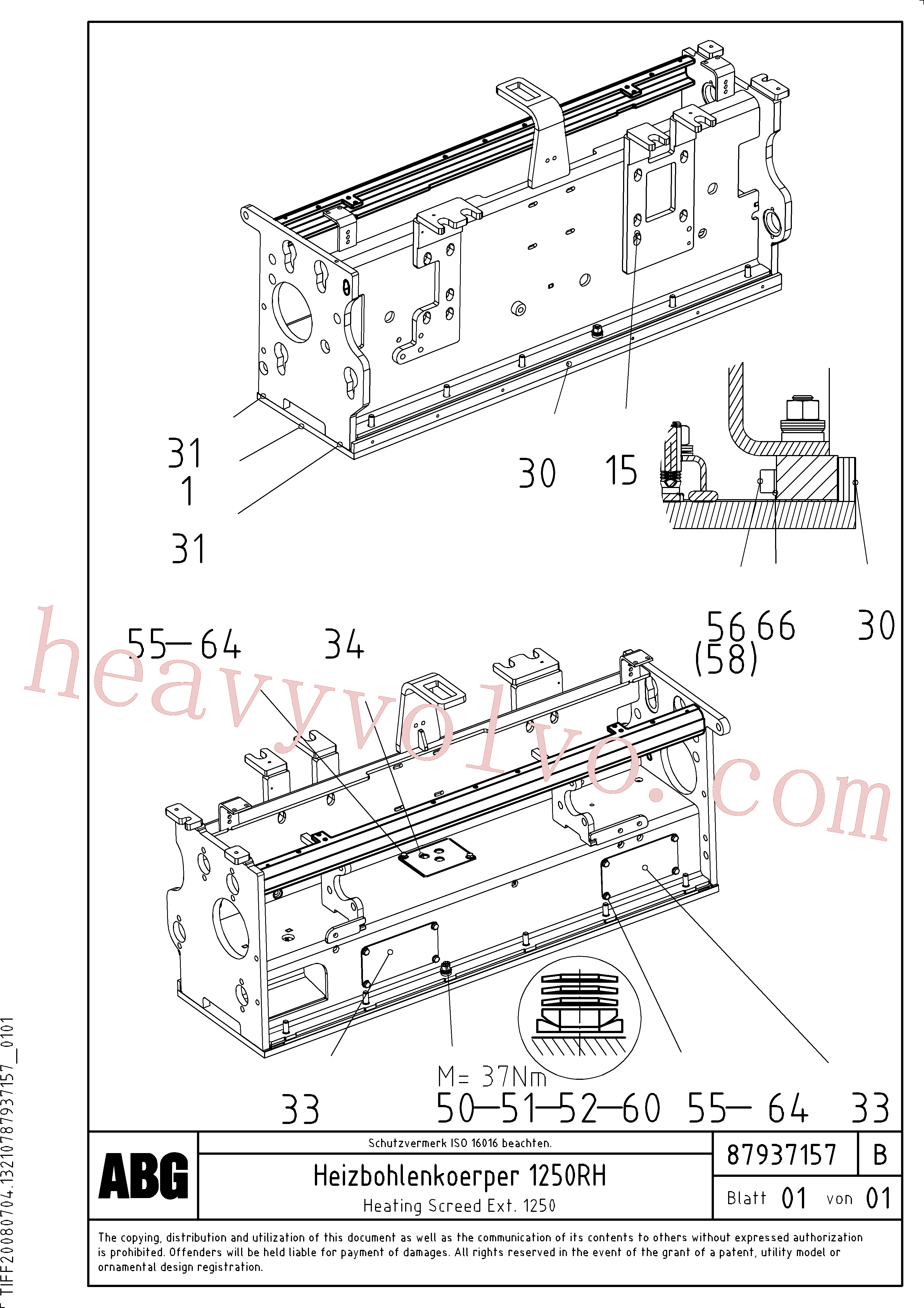 RM14330831 for Volvo Heating screed extension(1047899 assembly)