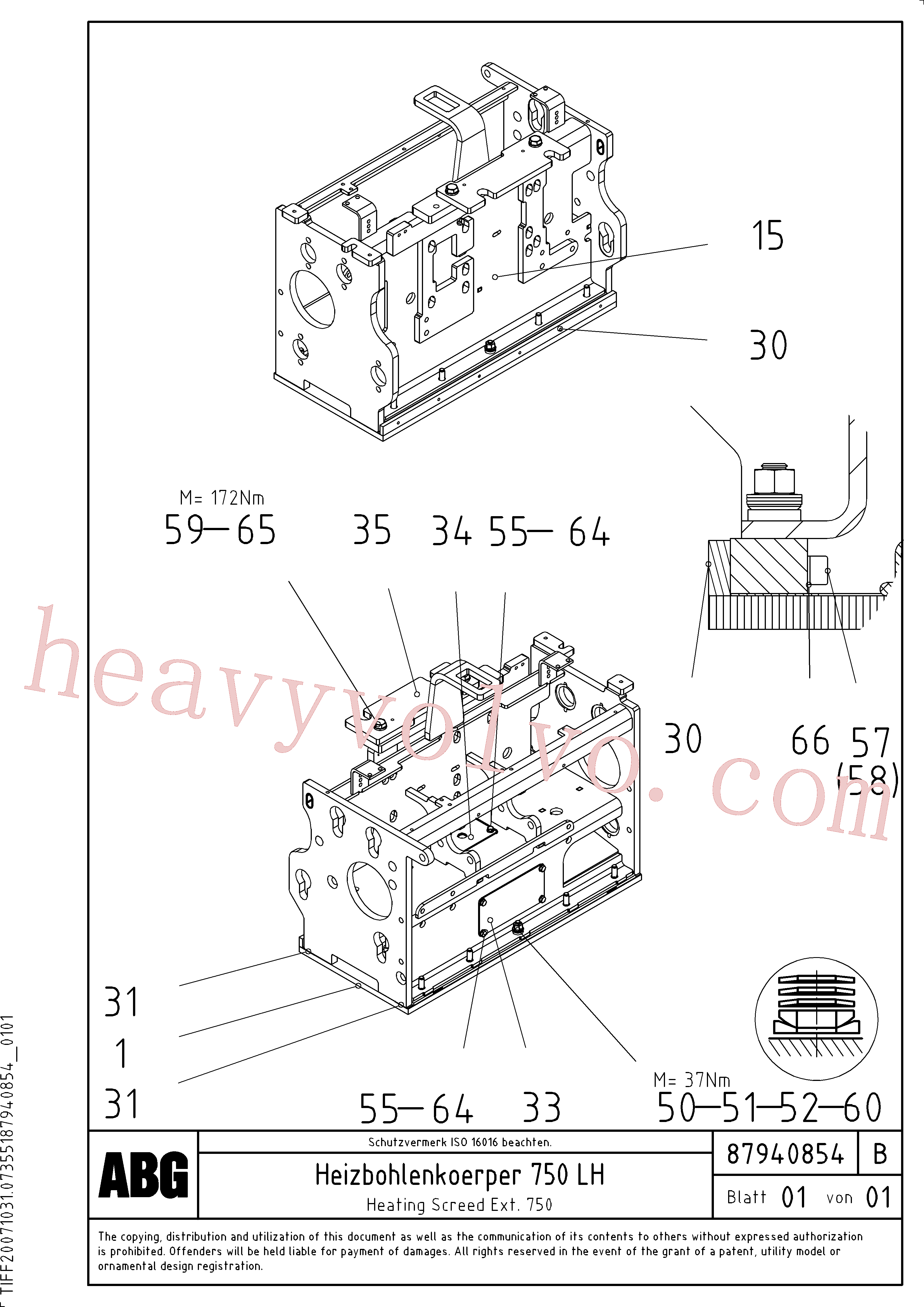 RM80853997 for Volvo Heated body for extension, Heating screed extension(1047926 assembly)