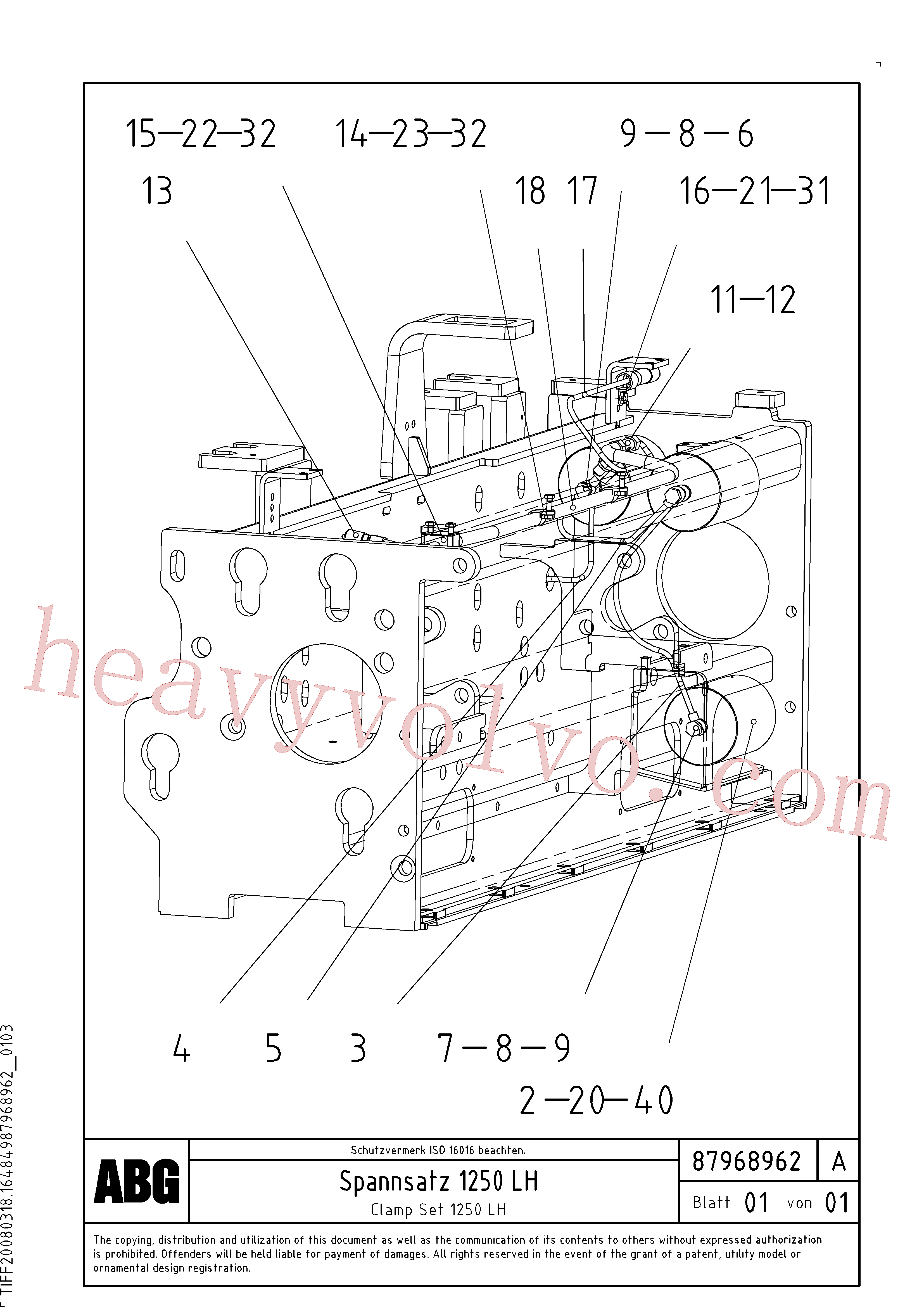 RM14089643 for Volvo Clamp set for extension, Hydr. tensioning cylinder for extension(1048115 assembly)