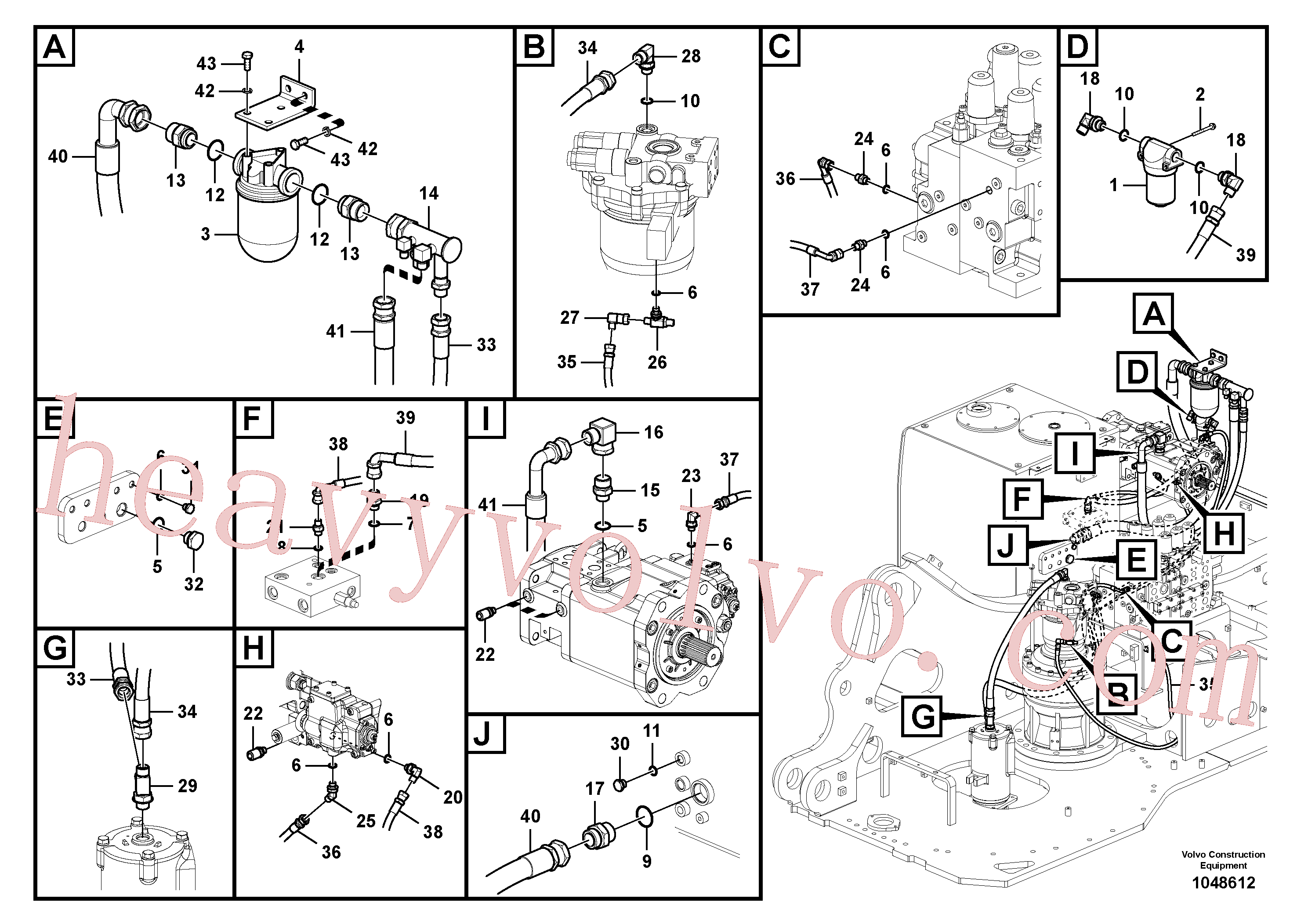 SA9451-05218 for Volvo Servo system, pump piping and filter mount.(1048612 assembly)