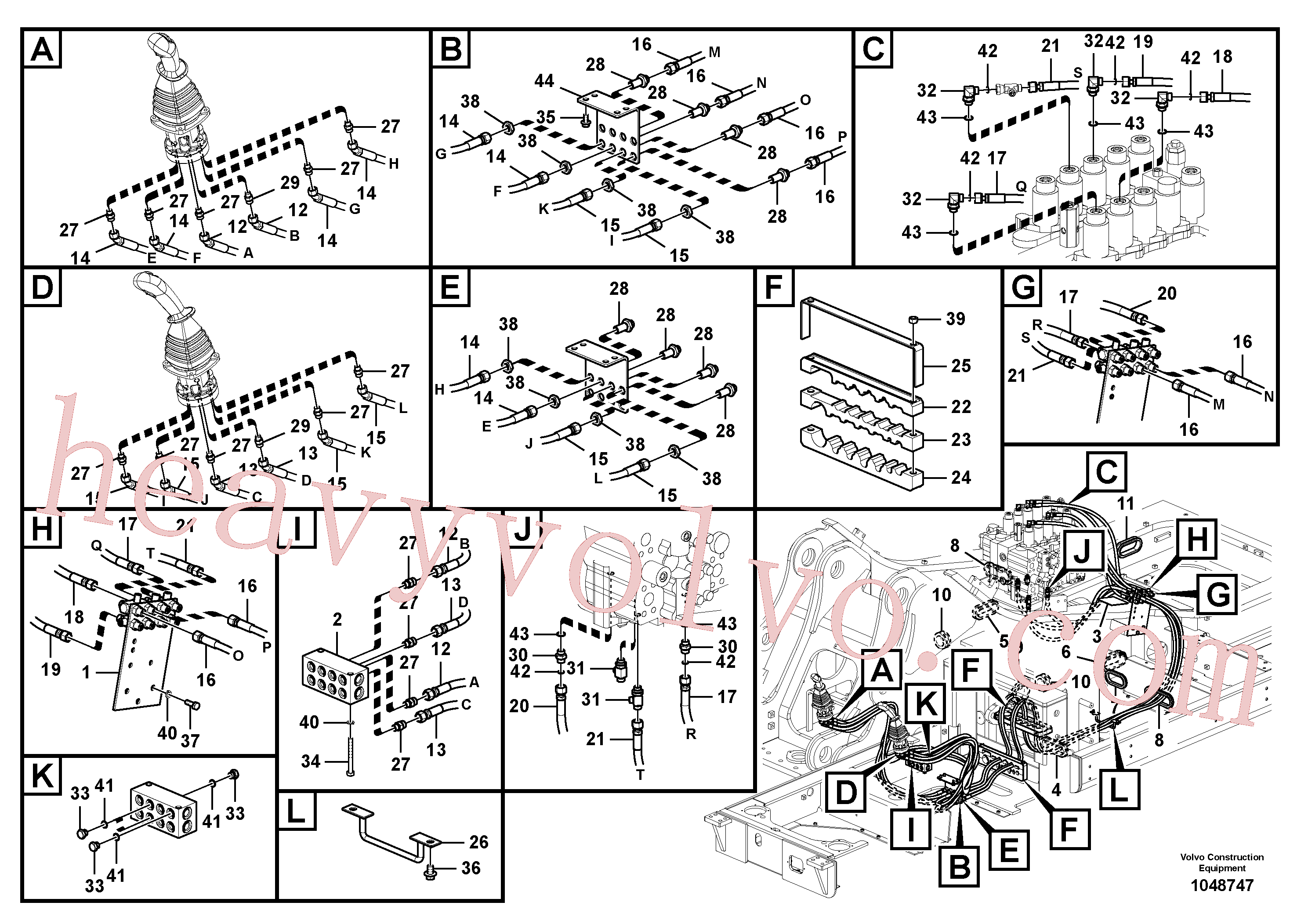 VOE14595253 for Volvo Servo system, control valve to remote control valve(1048747 assembly)