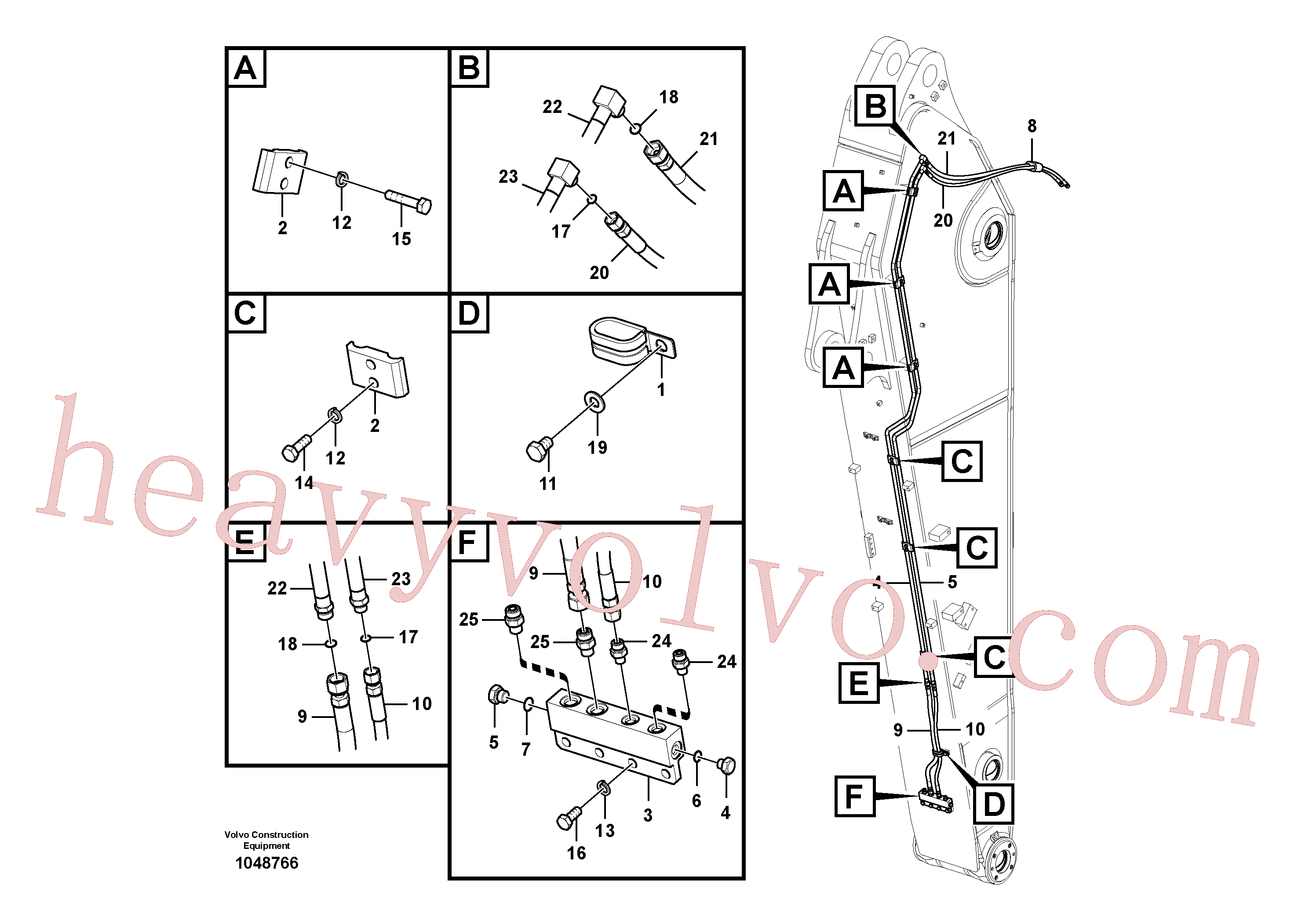 VOE936242 for Volvo Working hydraulic, quick fit on dipper arm(1048766 assembly)