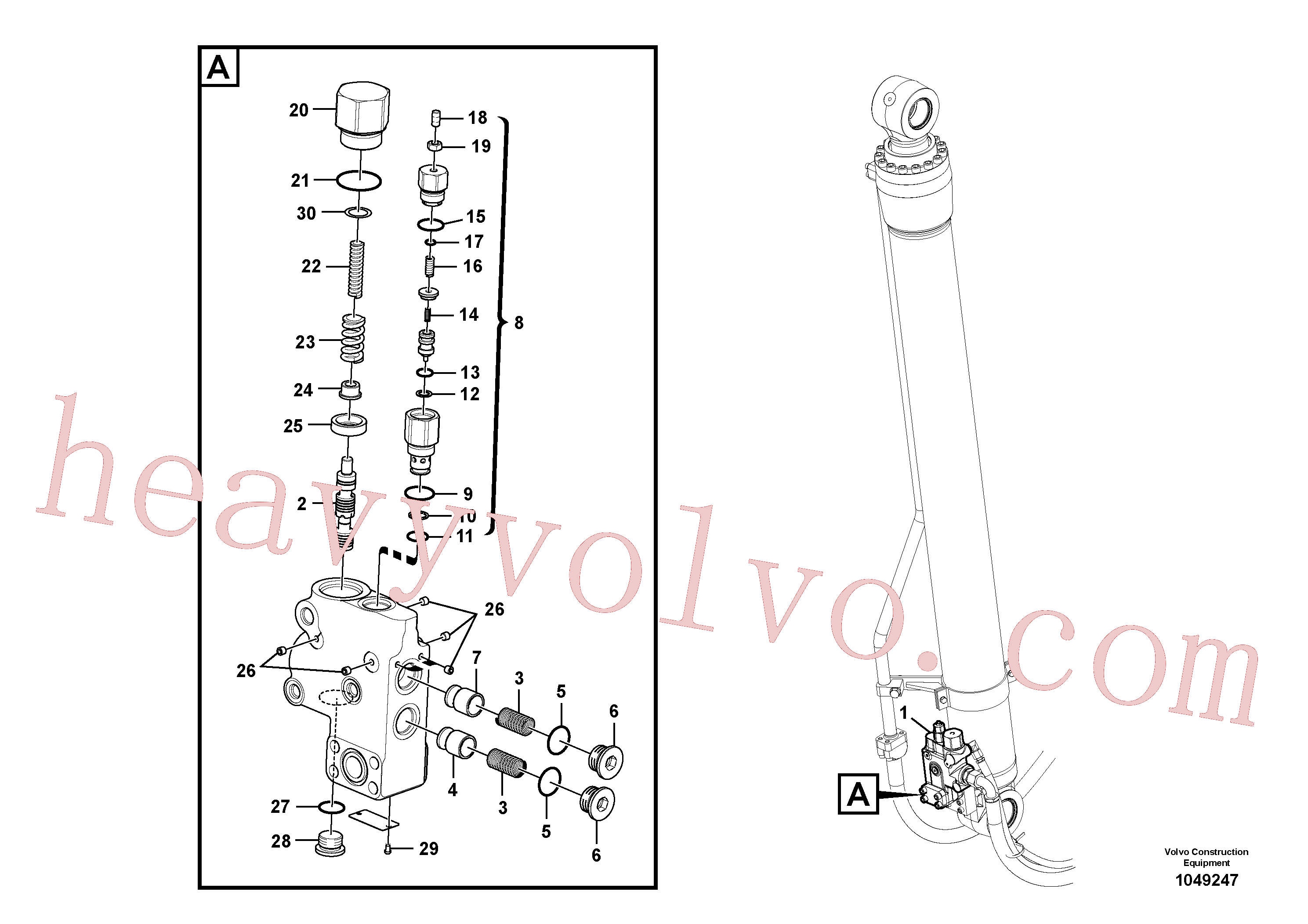 SA7273-11370 for Volvo Working hydraulics, demolition arm rupture valve(1049247 assembly)