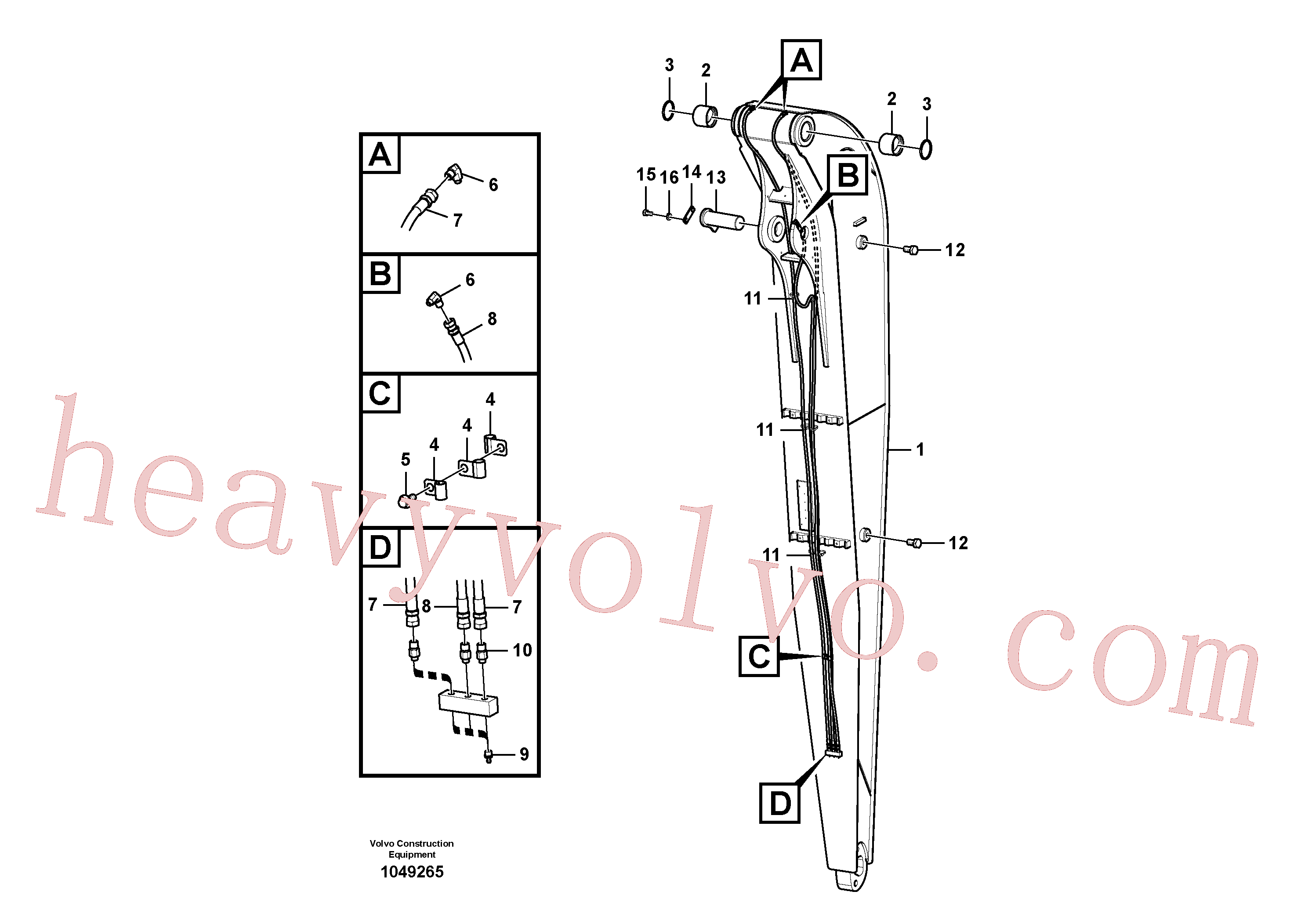 VOE14880737 for Volvo Dipper arm and grease piping with piping seat(1049265 assembly)