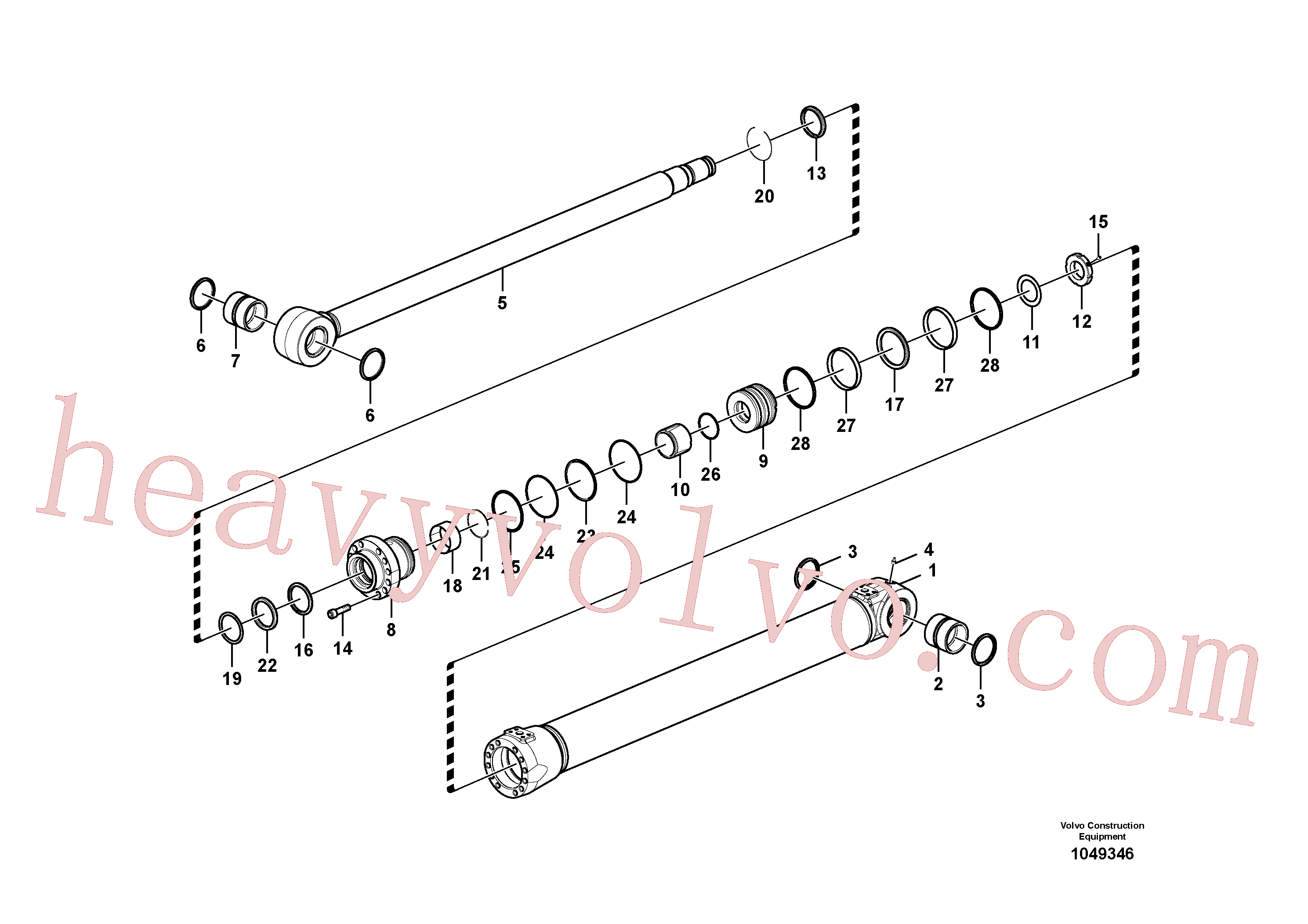 VOE14512448 for Volvo Boom cylinder, monobloc boom, Boom cylinder, adjustable 1st(1049346 assembly)