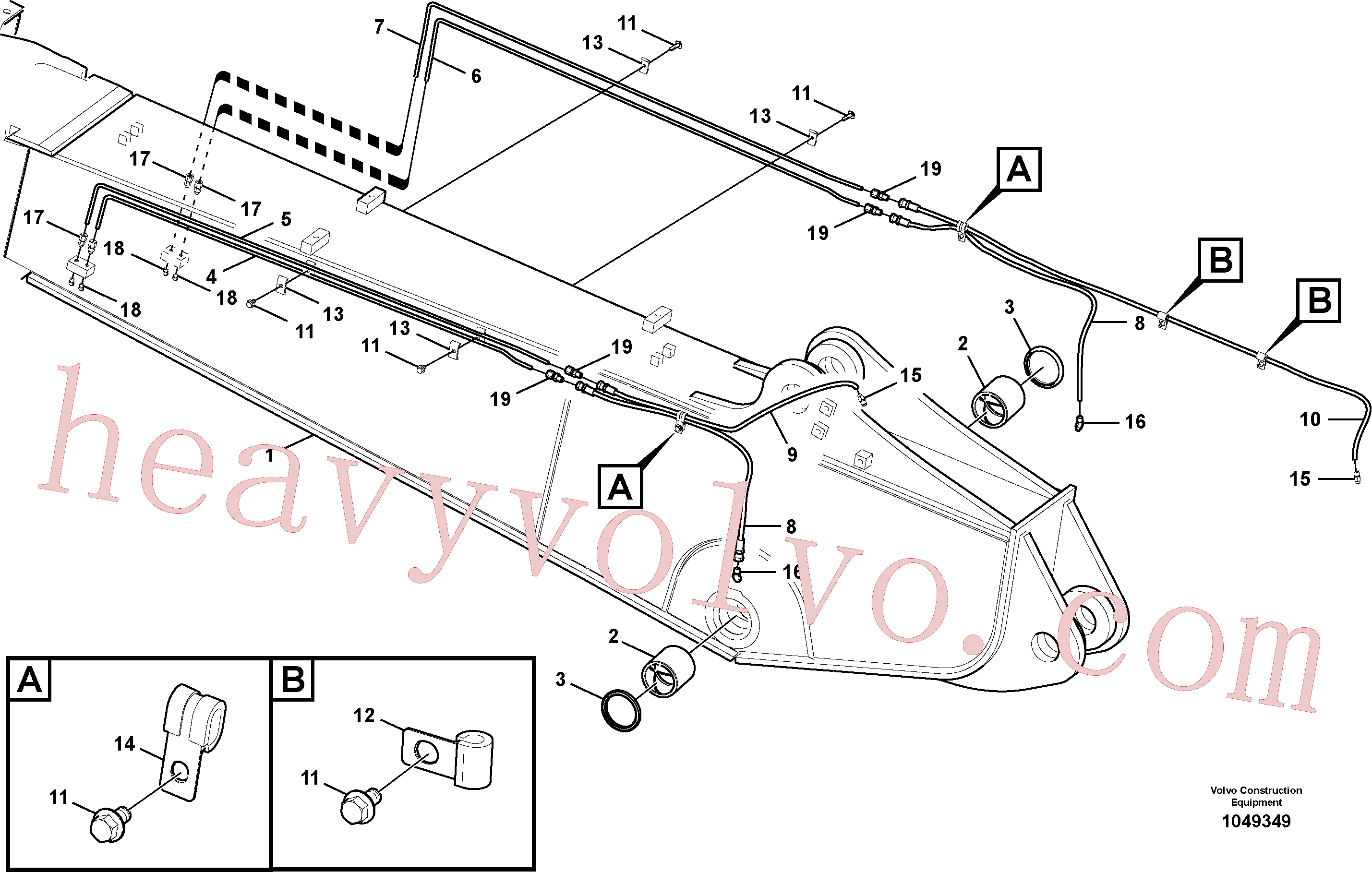 VOE14560207 for Volvo Boom and grease piping, adjustable 2nd(1049349 assembly)