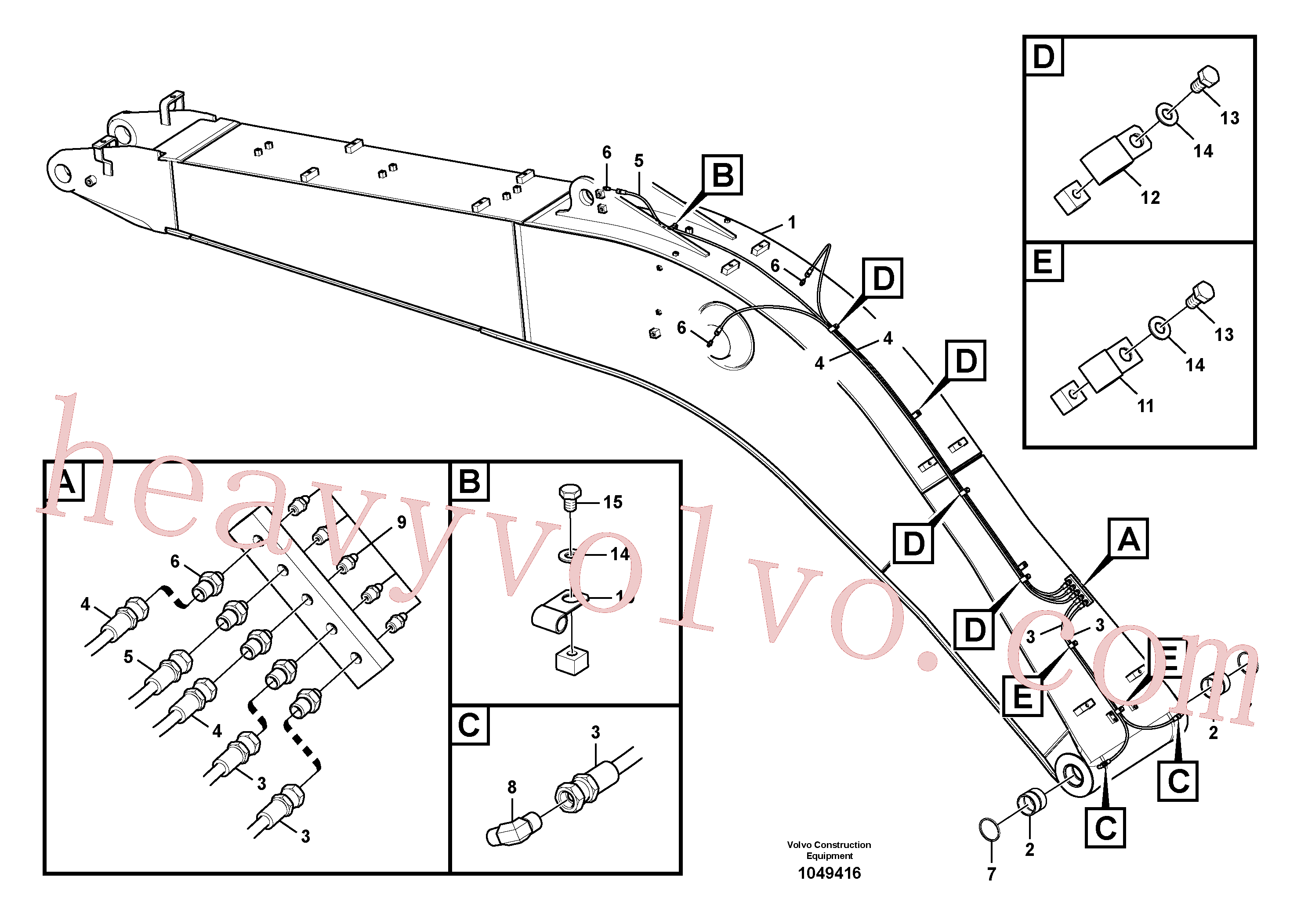 VOE14602320 for Volvo Boom and grease piping(1049416 assembly)