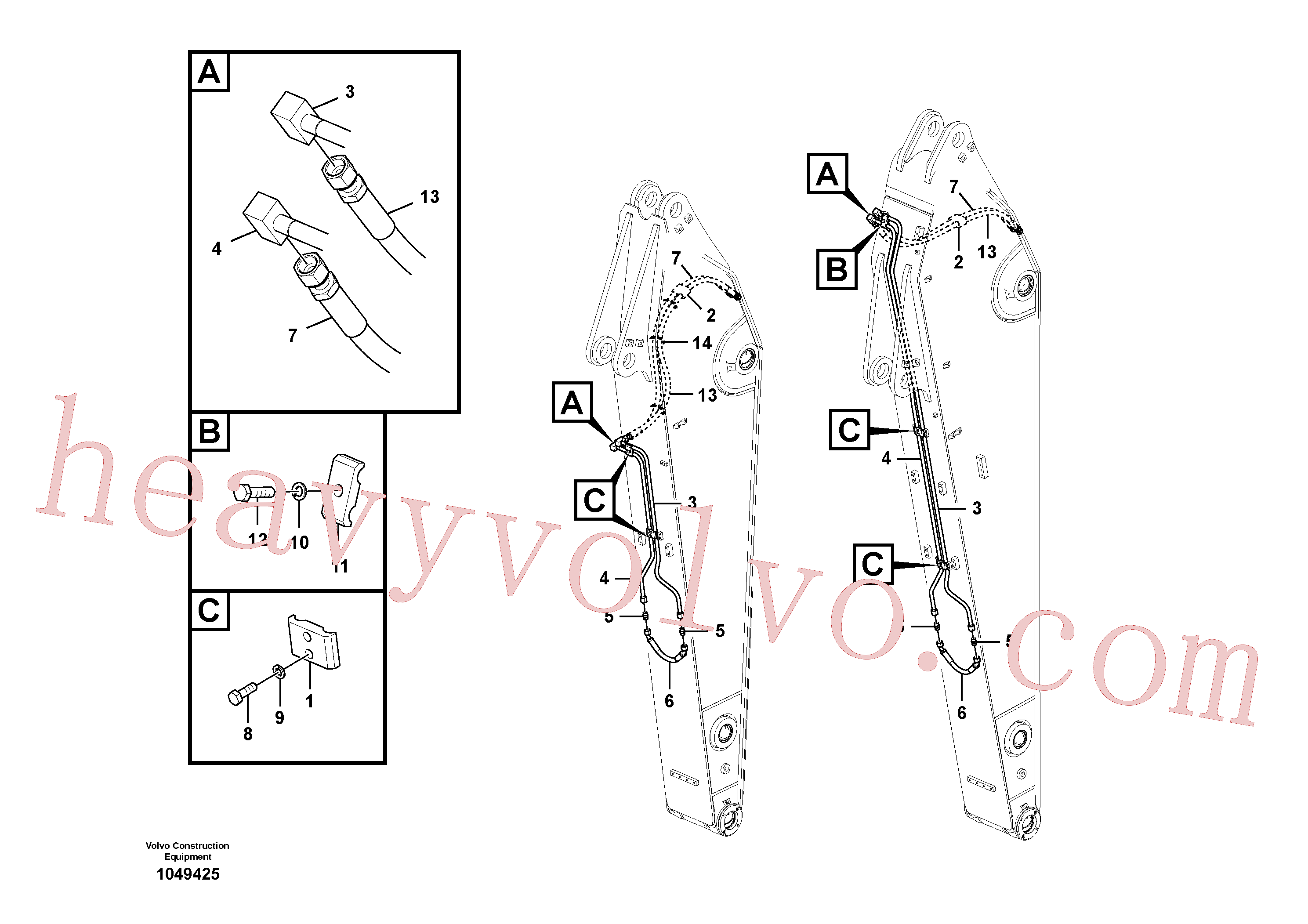 SA9459-05620 for Volvo Working hydraulic, slope and rotator on dipper arm(1049425 assembly)