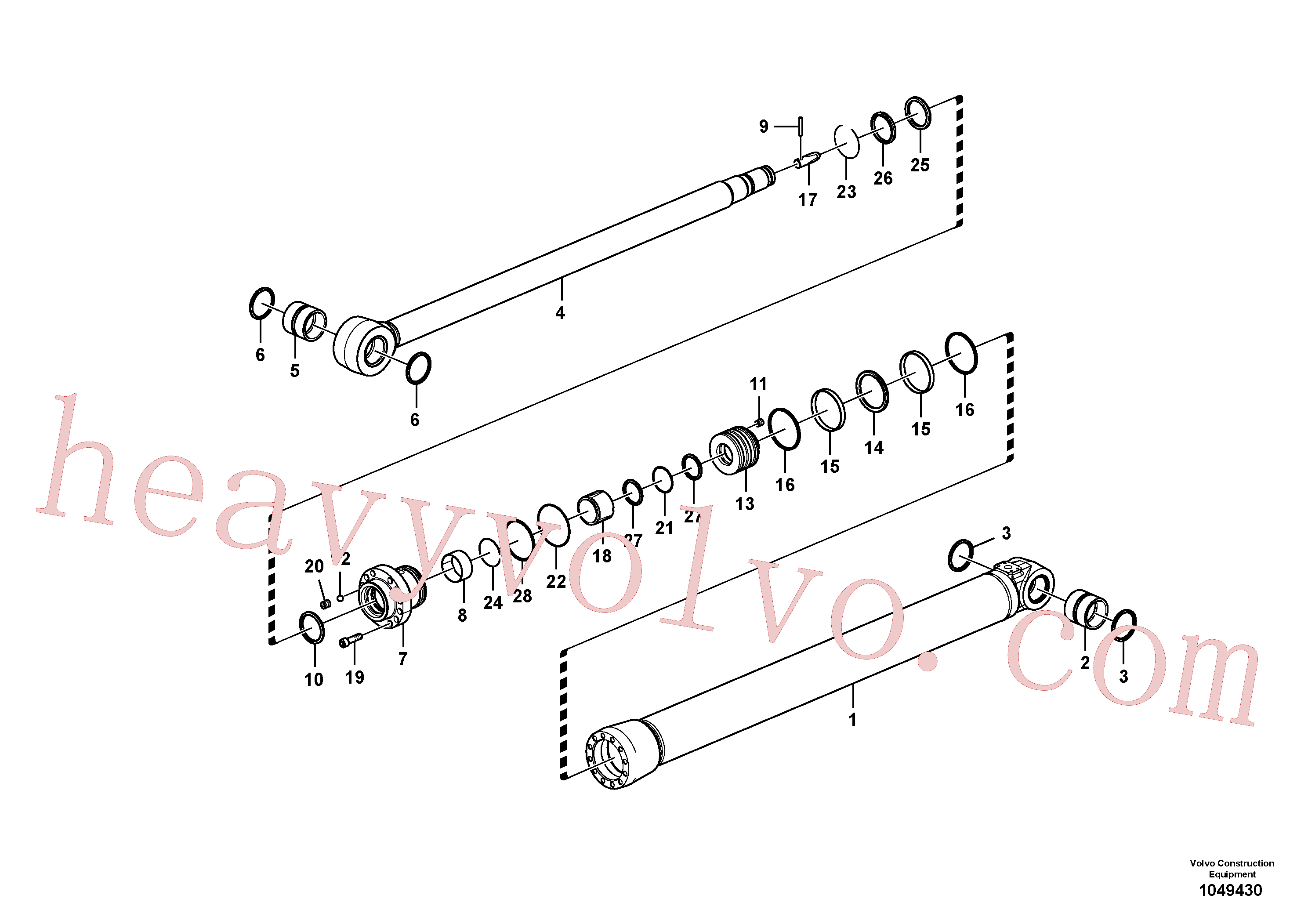 VOE14588972 for Volvo Dipper arm cylinder(1049430 assembly)