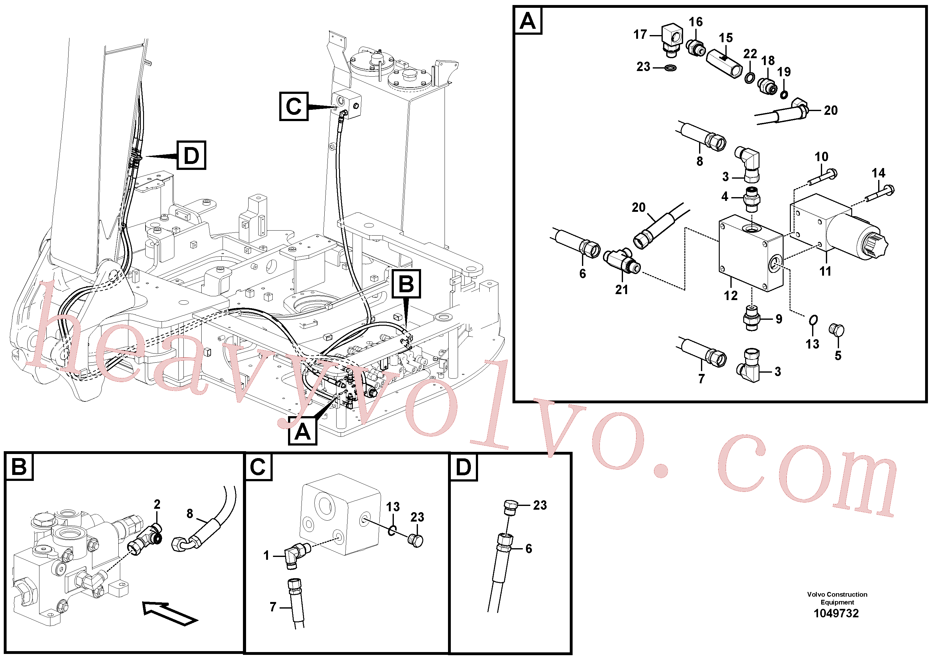 VOE14880086 for Volvo Working hydraulic, quick fit on upper frame(1049732 assembly)