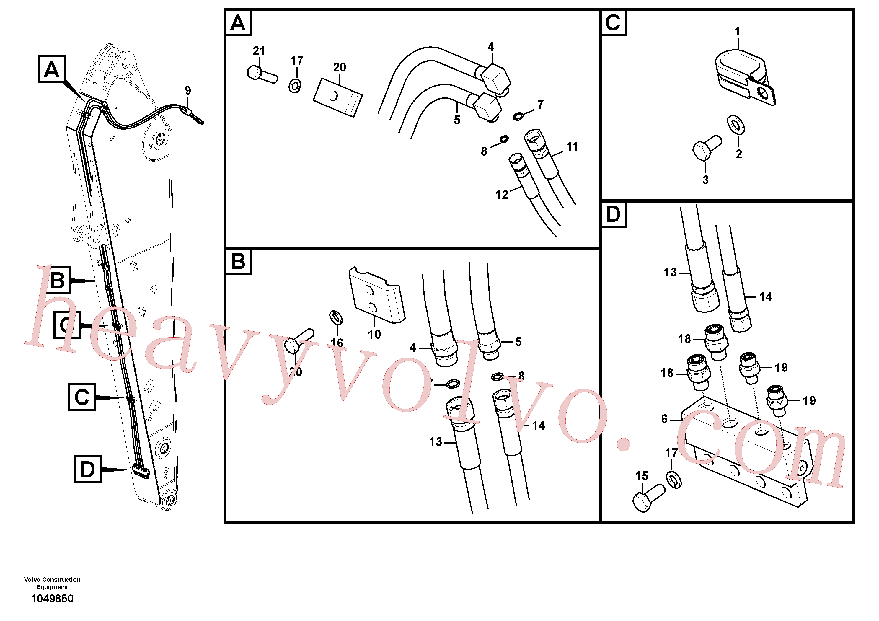 SA1174-58220 for Volvo Working hydraulic, quick fit on dipper arm(1049860 assembly)