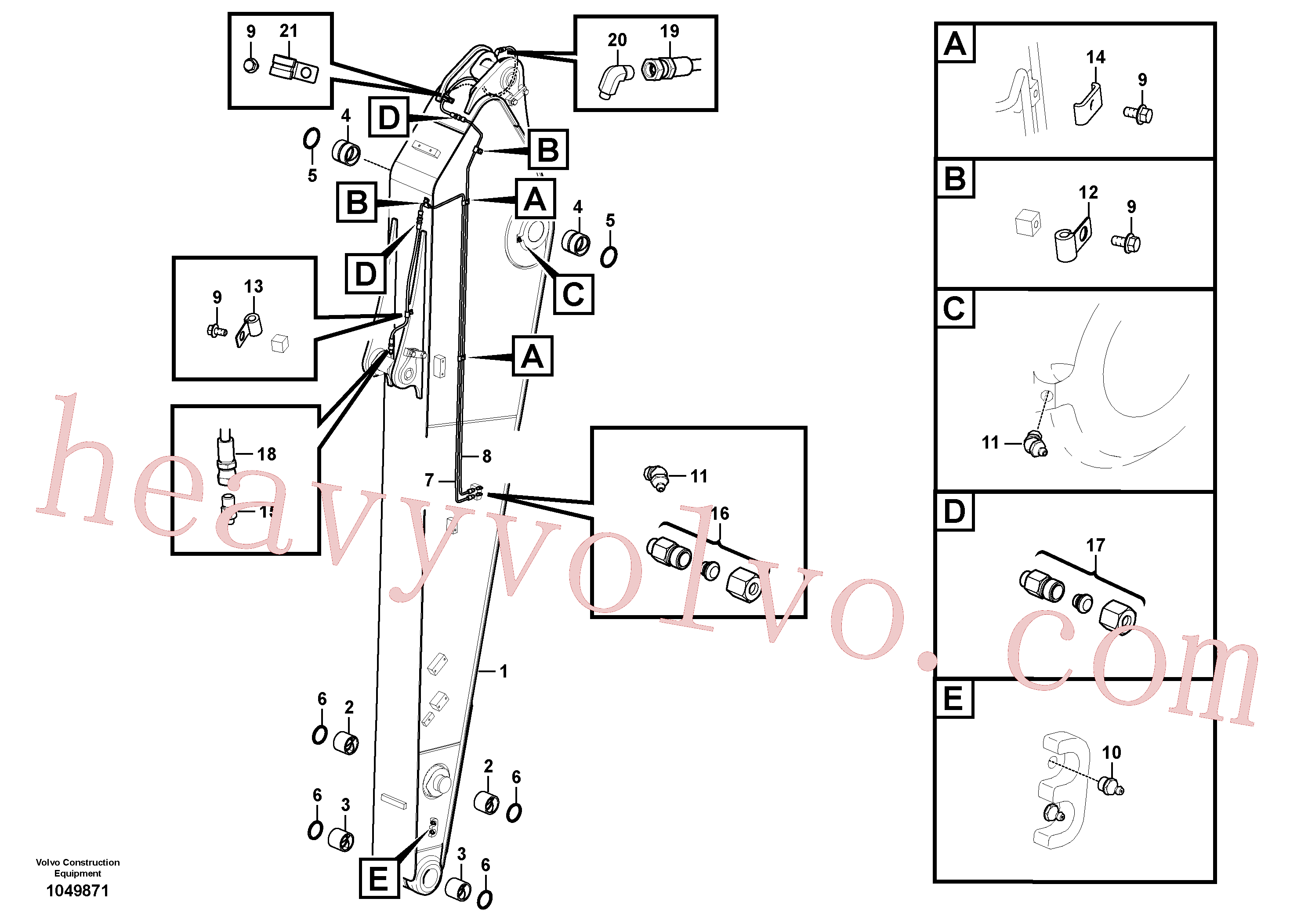 VOE14880647 for Volvo Dipper arm and grease piping with piping seat(1049871 assembly)