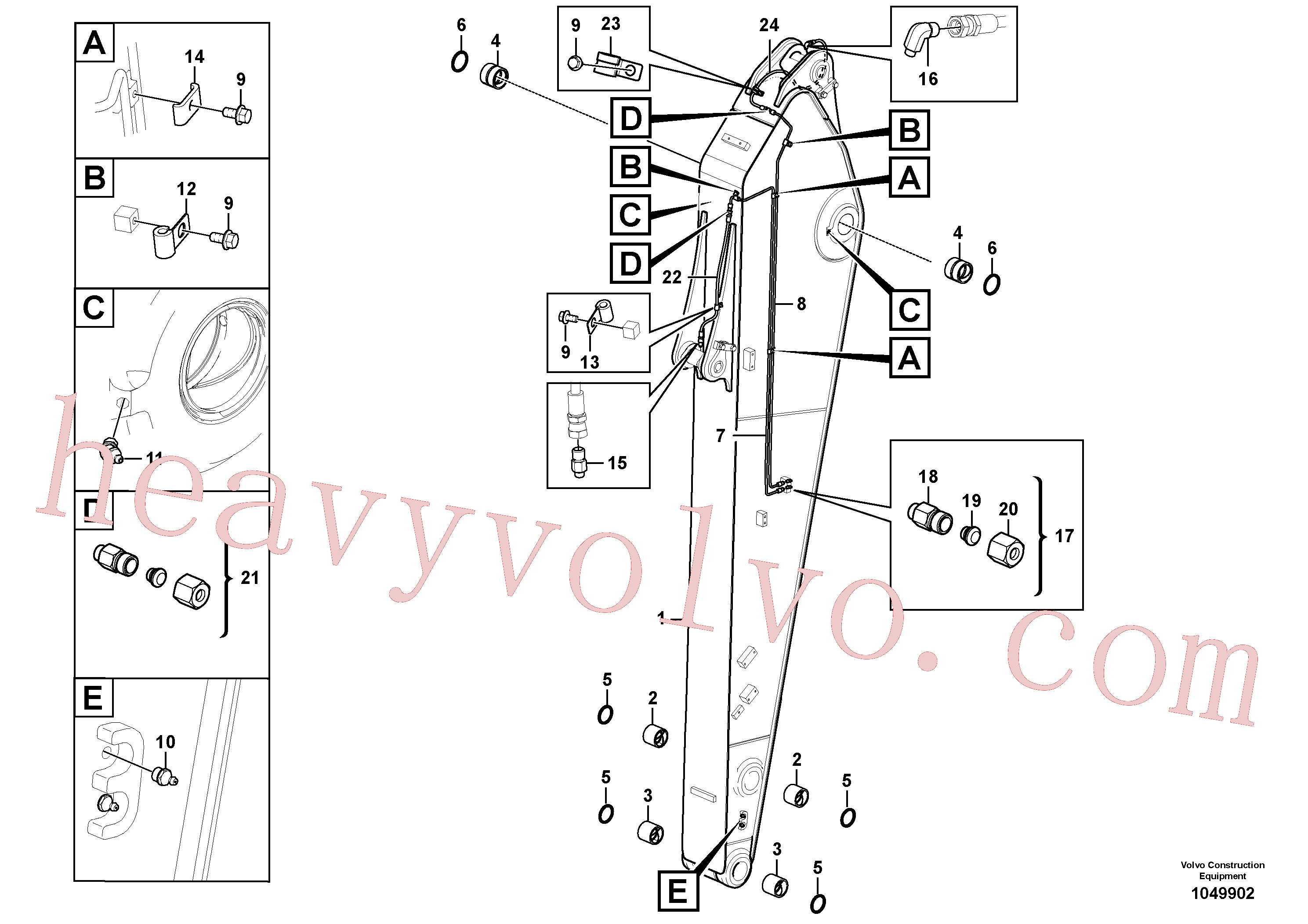 VOE14548920 for Volvo Dipper arm and grease piping with piping seat(1049902 assembly)