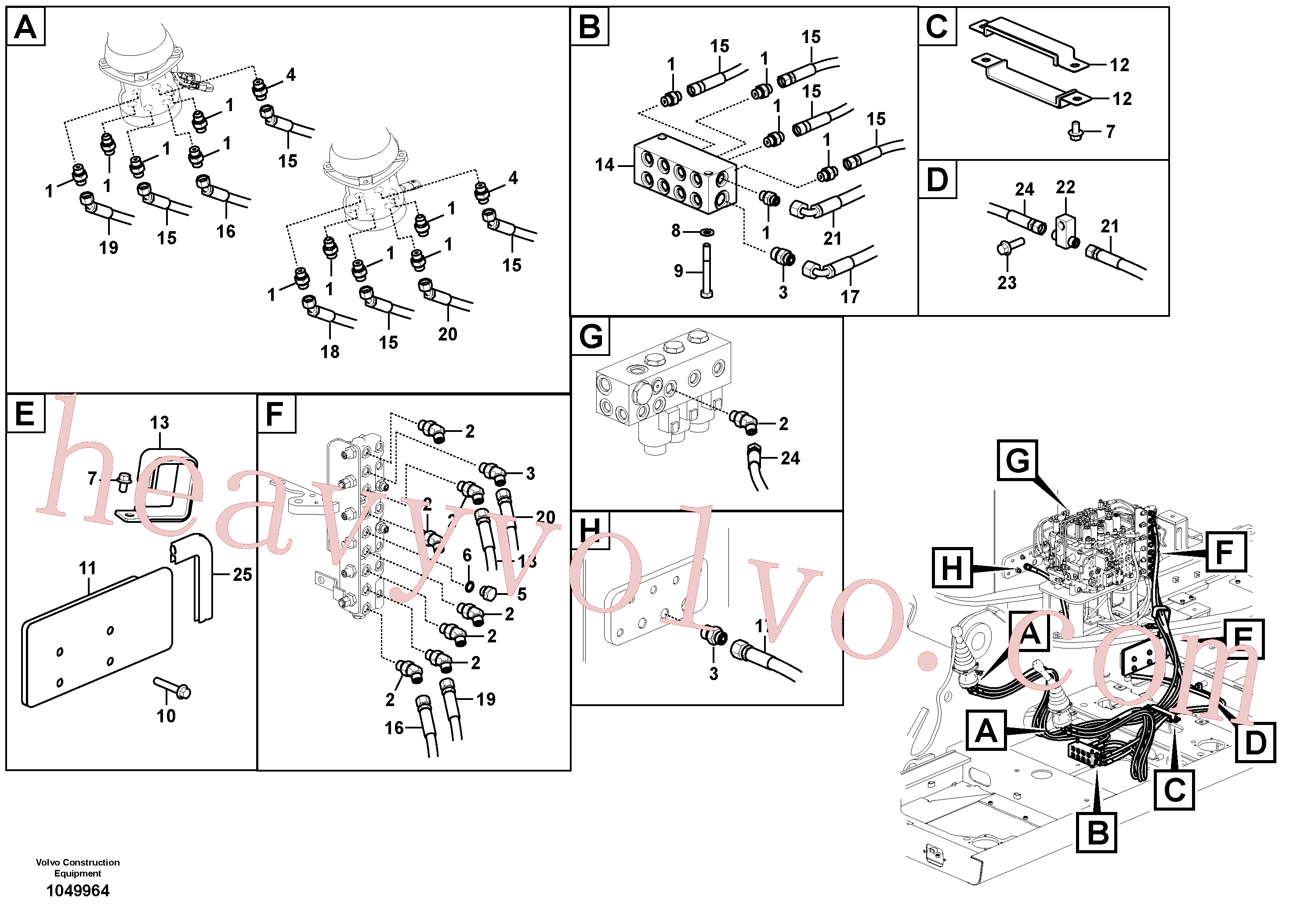 VOE14880918 for Volvo Servo system, control valve to remote control valve(1049964 assembly)