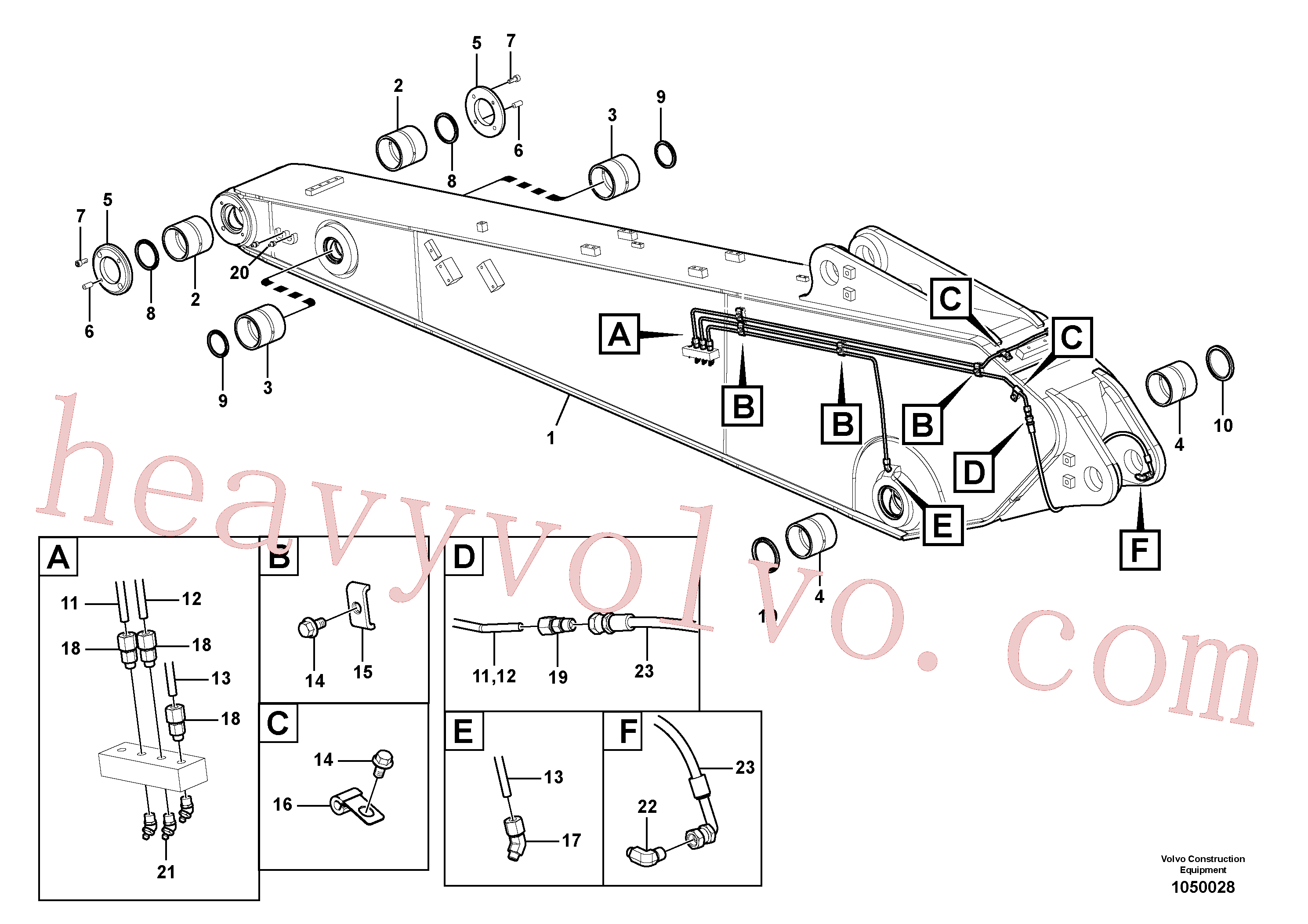 VOE14614919 for Volvo Dipper arm and grease piping with piping seat(1050028 assembly)