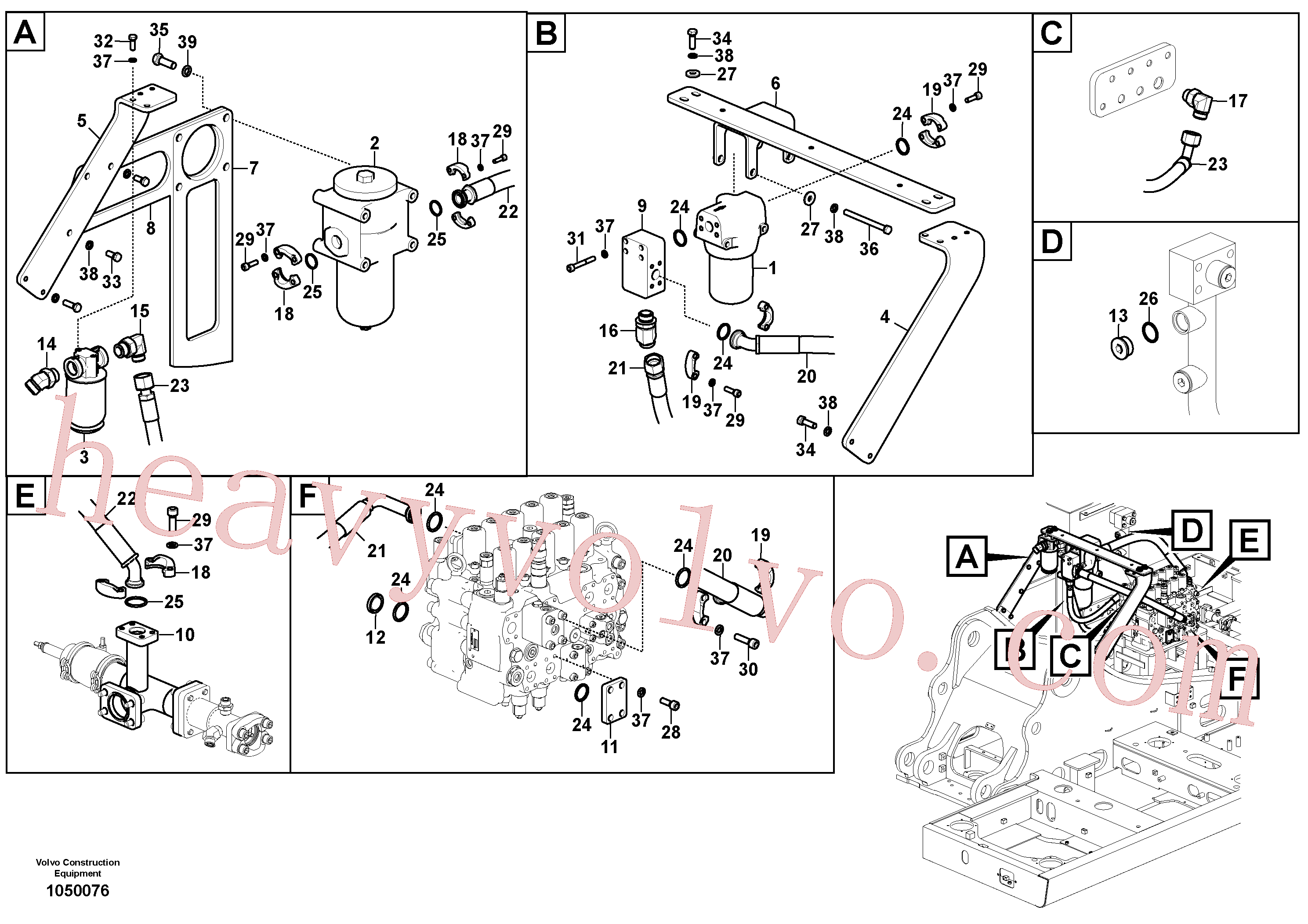 VOE938289 for Volvo Hydraulic system, control valve to return filter(1050076 assembly)